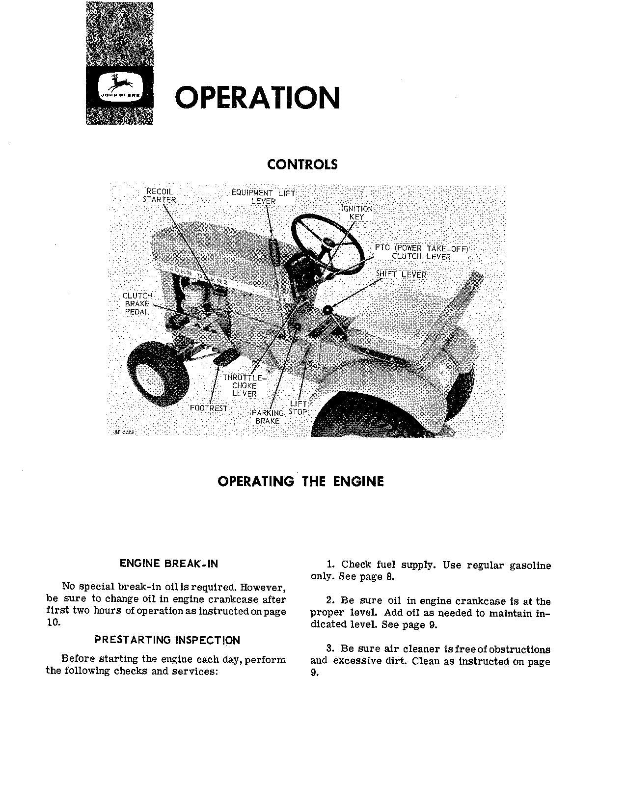 JOHN DEERE 60 TRACTOR OPERATORS MANUAL 008001-020000