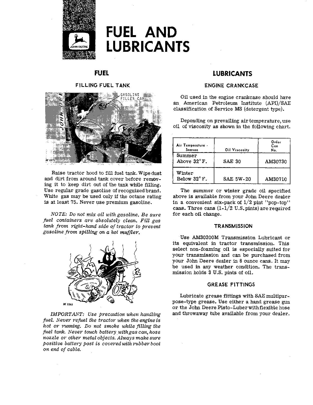 JOHN DEERE 60 TRACTOR OPERATORS MANUAL 020001-025000