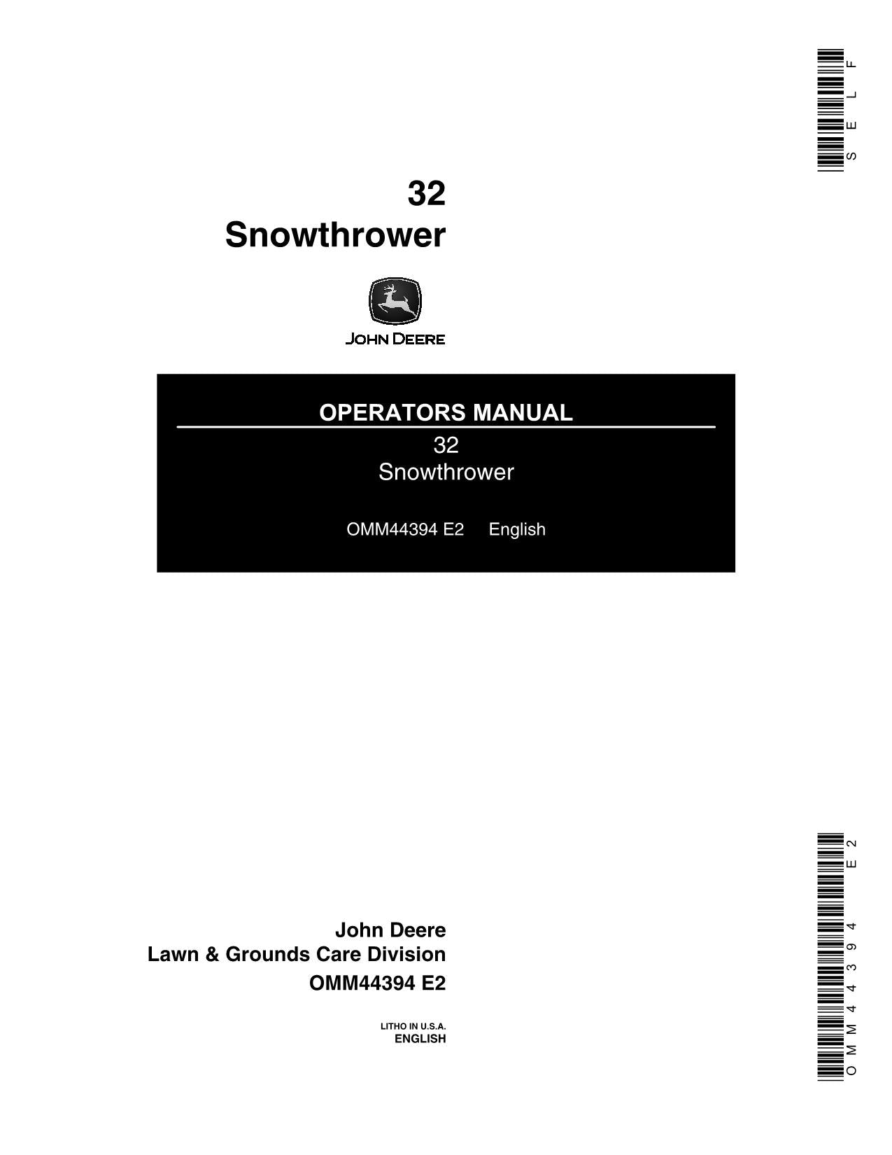 MANUEL D'UTILISATION DU TRACTEUR JOHN DEERE 32 70 100 60