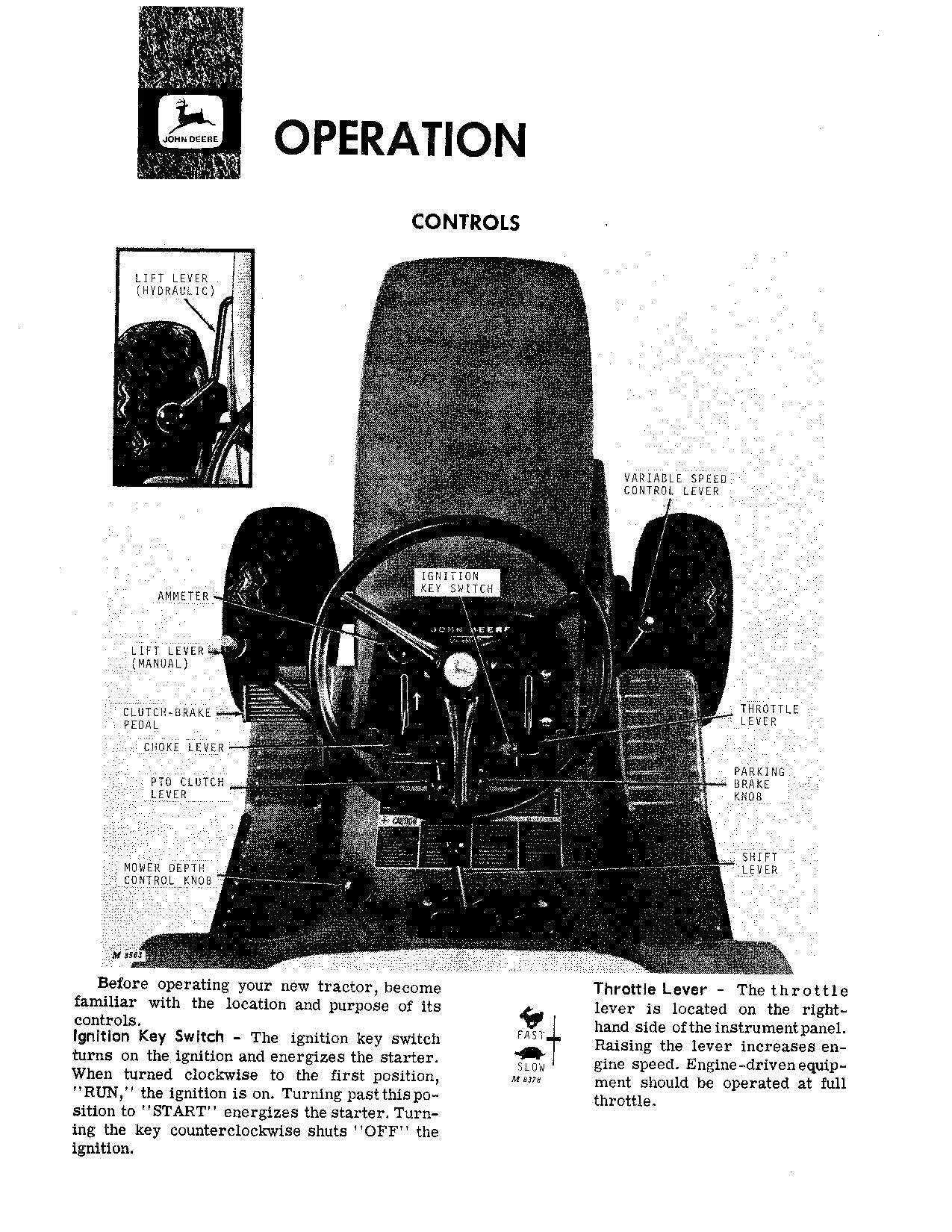 JOHN DEERE 110 112 112H 110H TRACTOR OPERATORS MANUAL SER 185001 - 250000