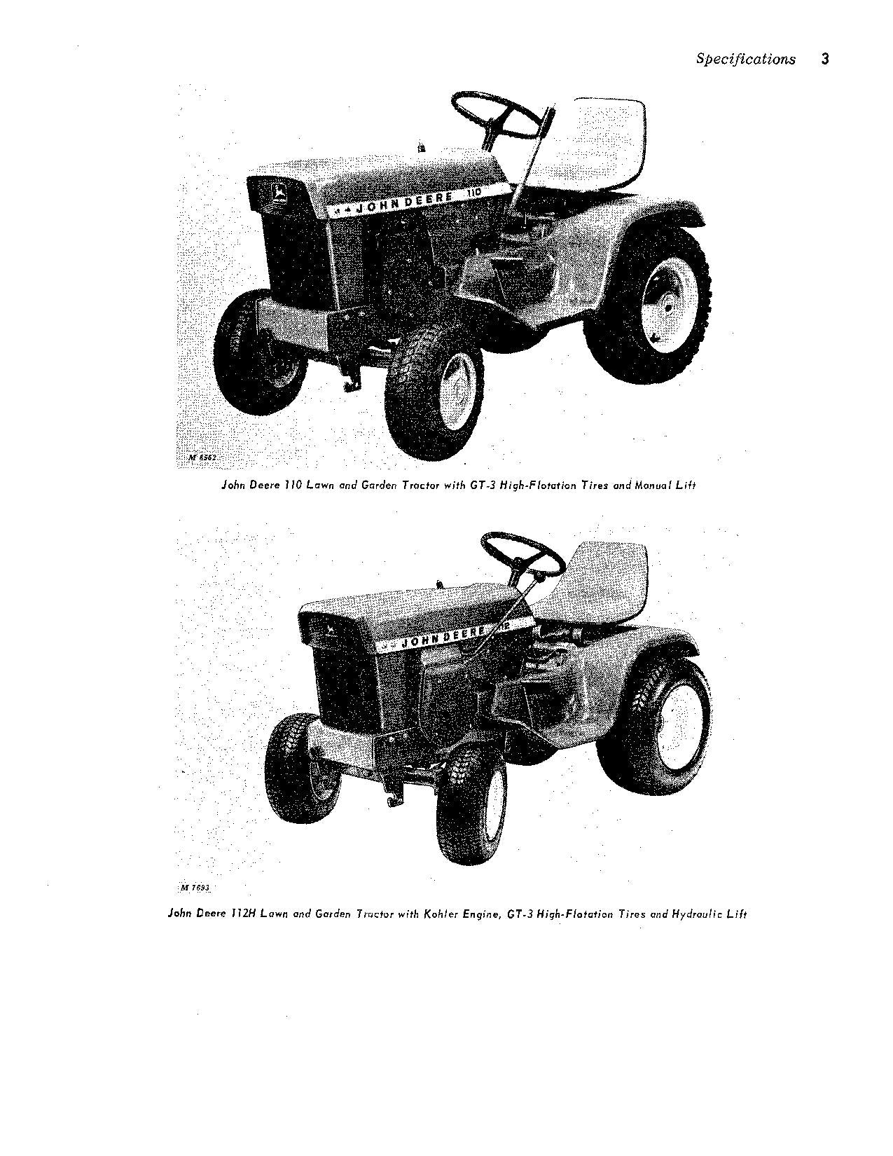 JOHN DEERE 110 112 112H 110H TRACTOR OPERATORS MANUAL SER 185001 - 250000