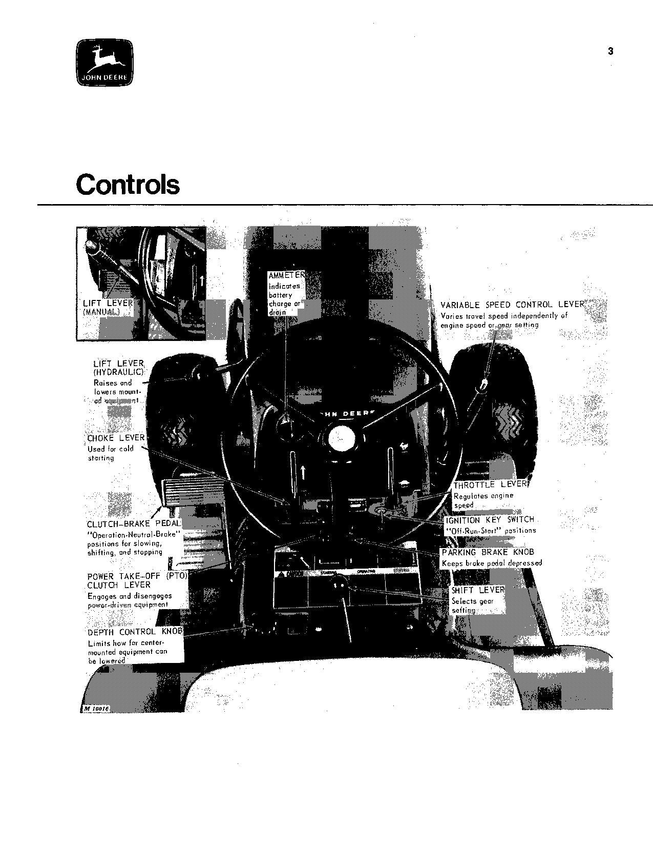 MANUEL D'UTILISATION DU TRACTEUR JOHN DEERE 110 110H SER 250001-272000