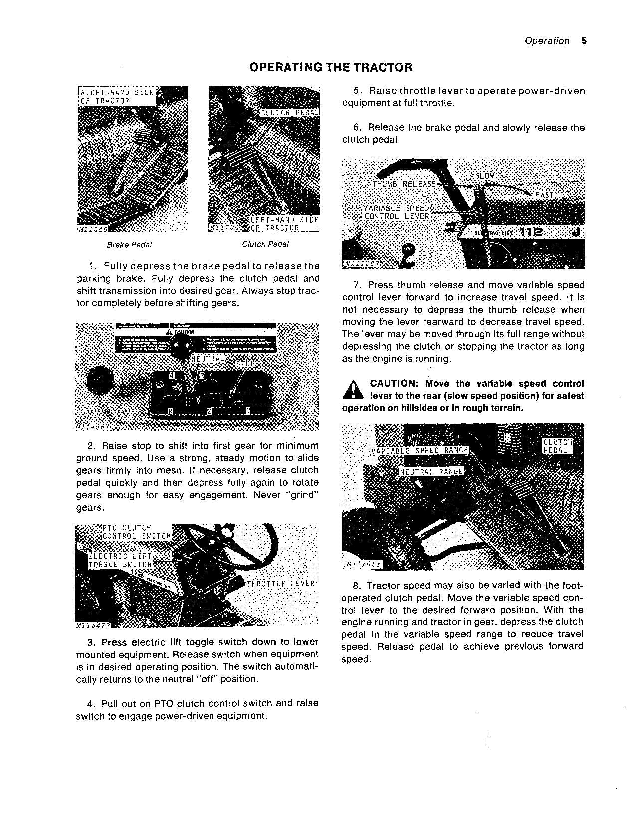 MANUEL D'UTILISATION DU TRACTEUR JOHN DEERE 112 ser.260001-300000