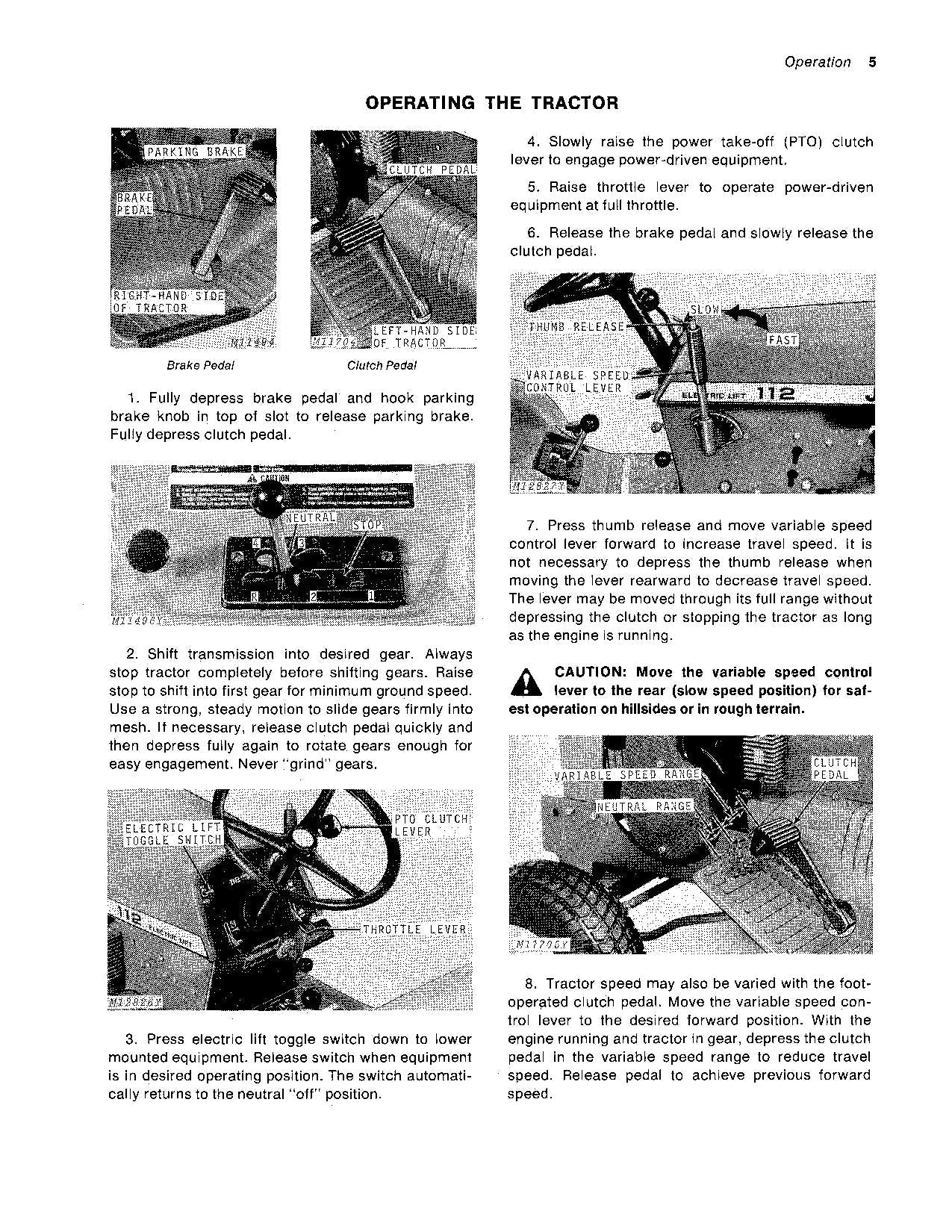 MANUEL D'UTILISATION DU TRACTEUR JOHN DEERE 112 SER 300001 - 315000