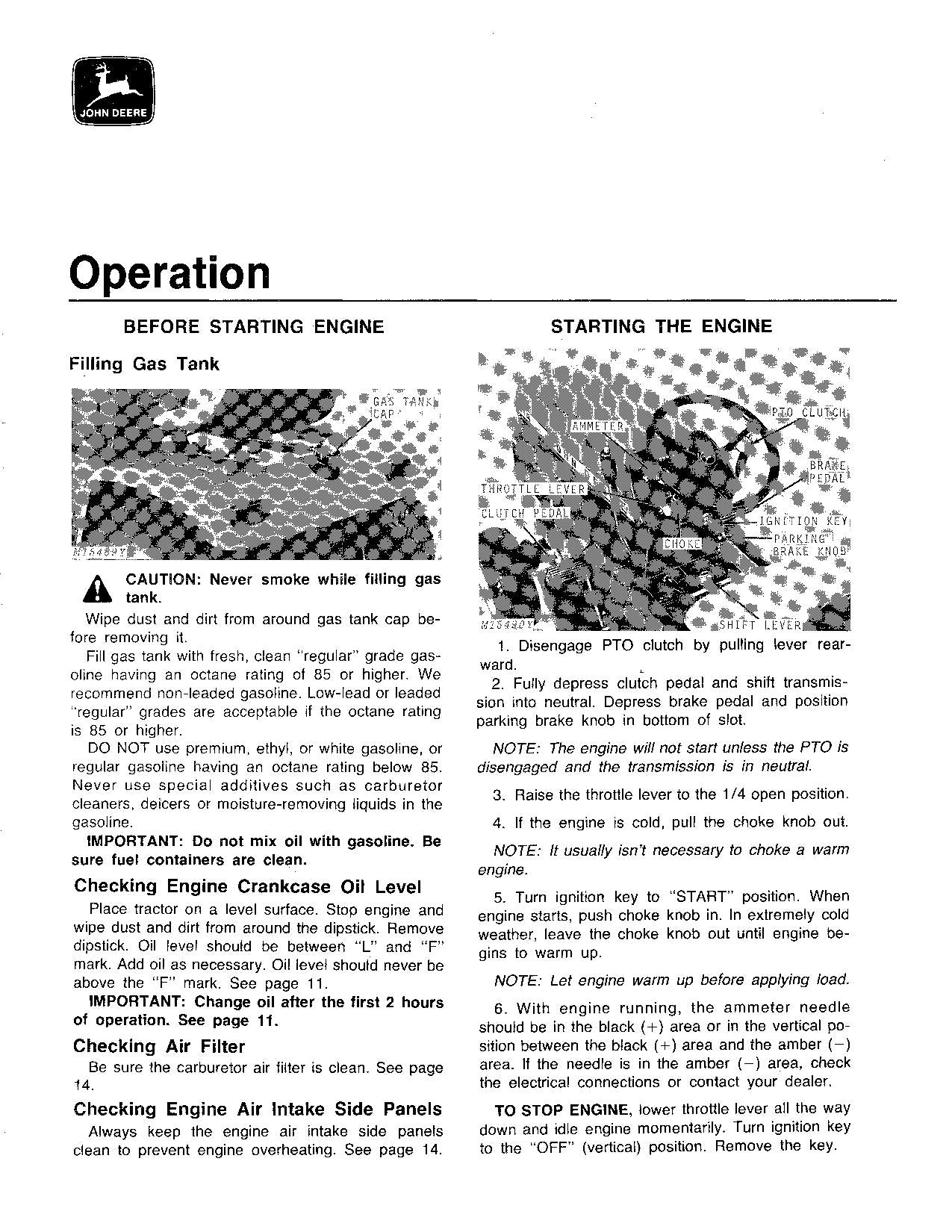 JOHN DEERE 200 210 212 214 TRACTOR OPERATORS MANUAL