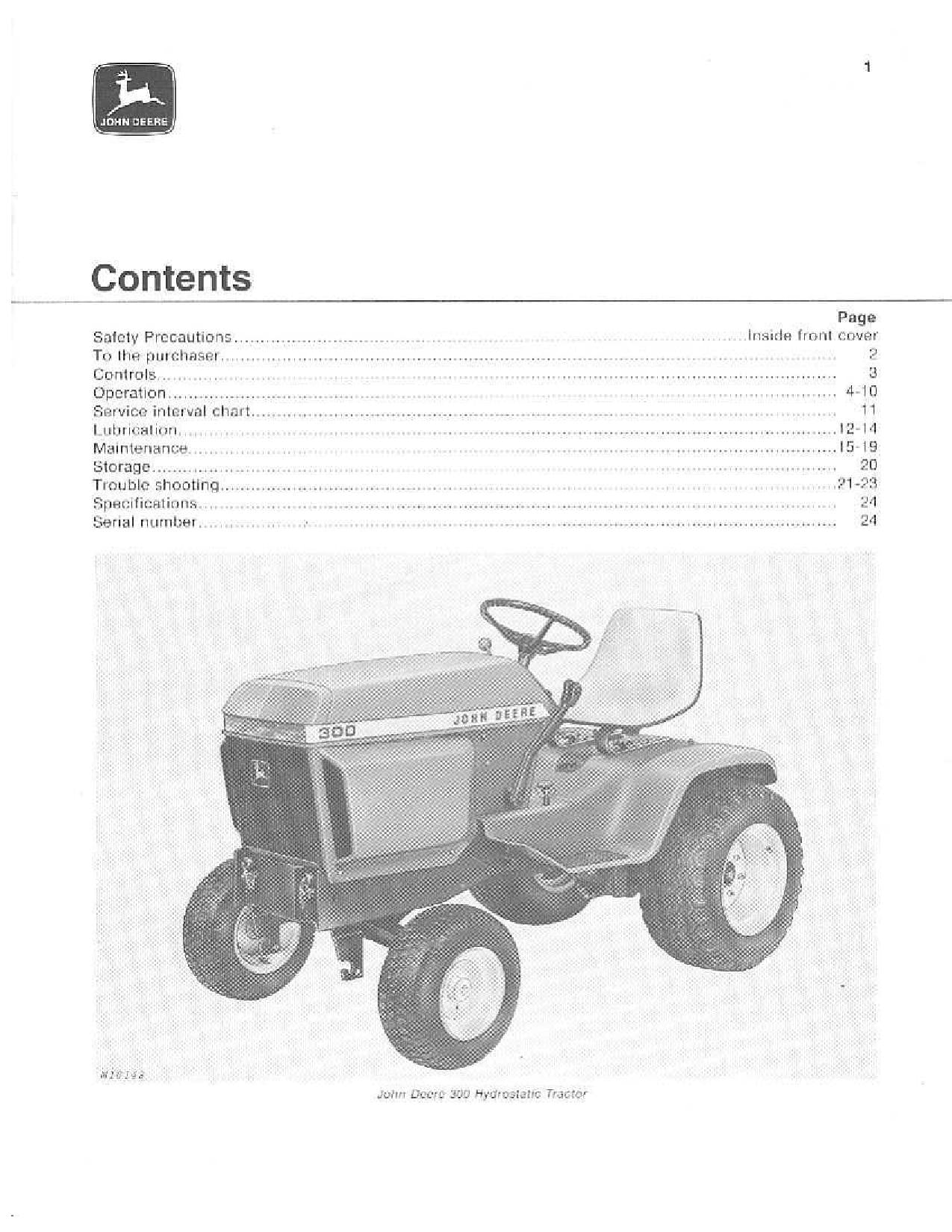 JOHN DEERE 300 TRACTOR OPERATORS MANUAL -055000