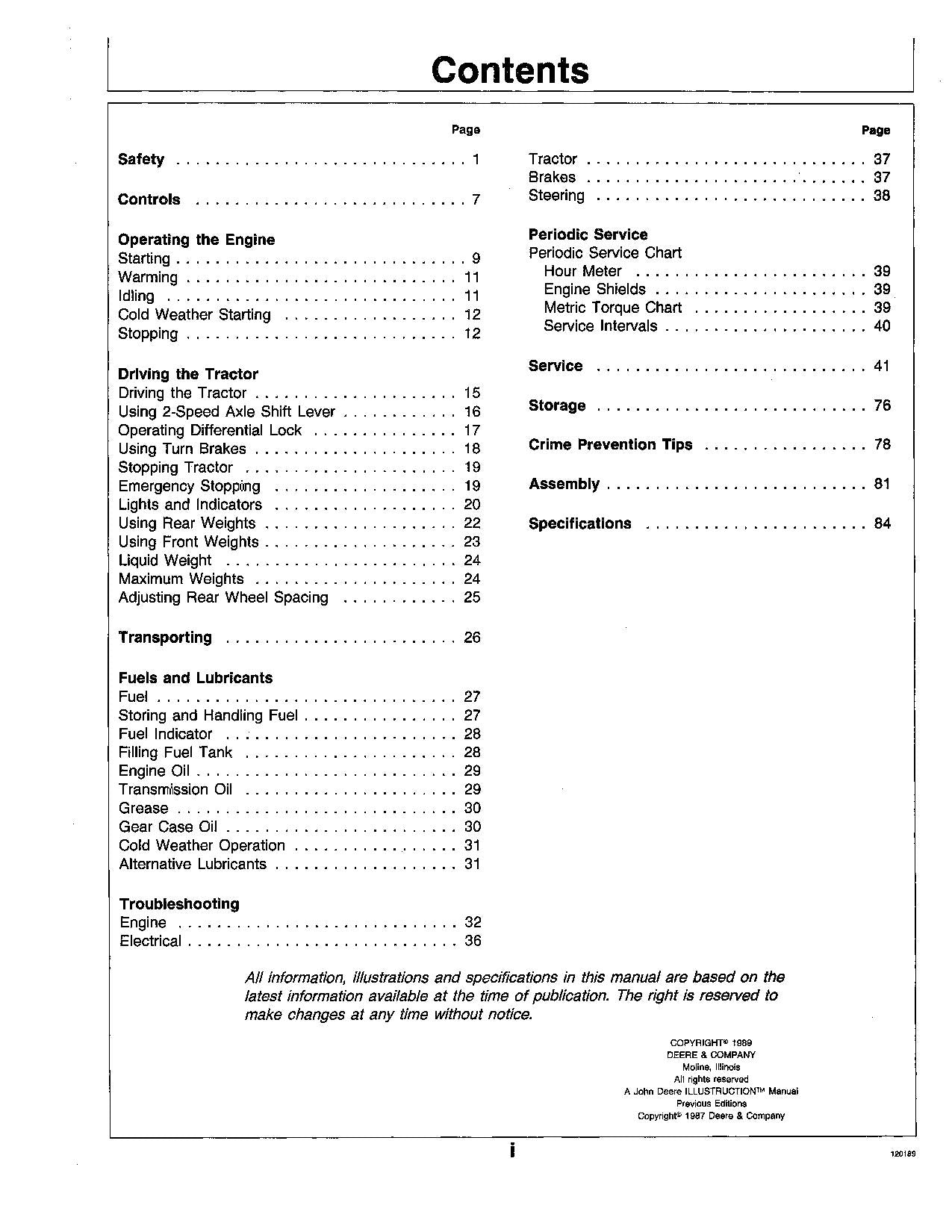 MANUEL D'UTILISATION DU TRACTEUR JOHN DEERE 430 475001-999000