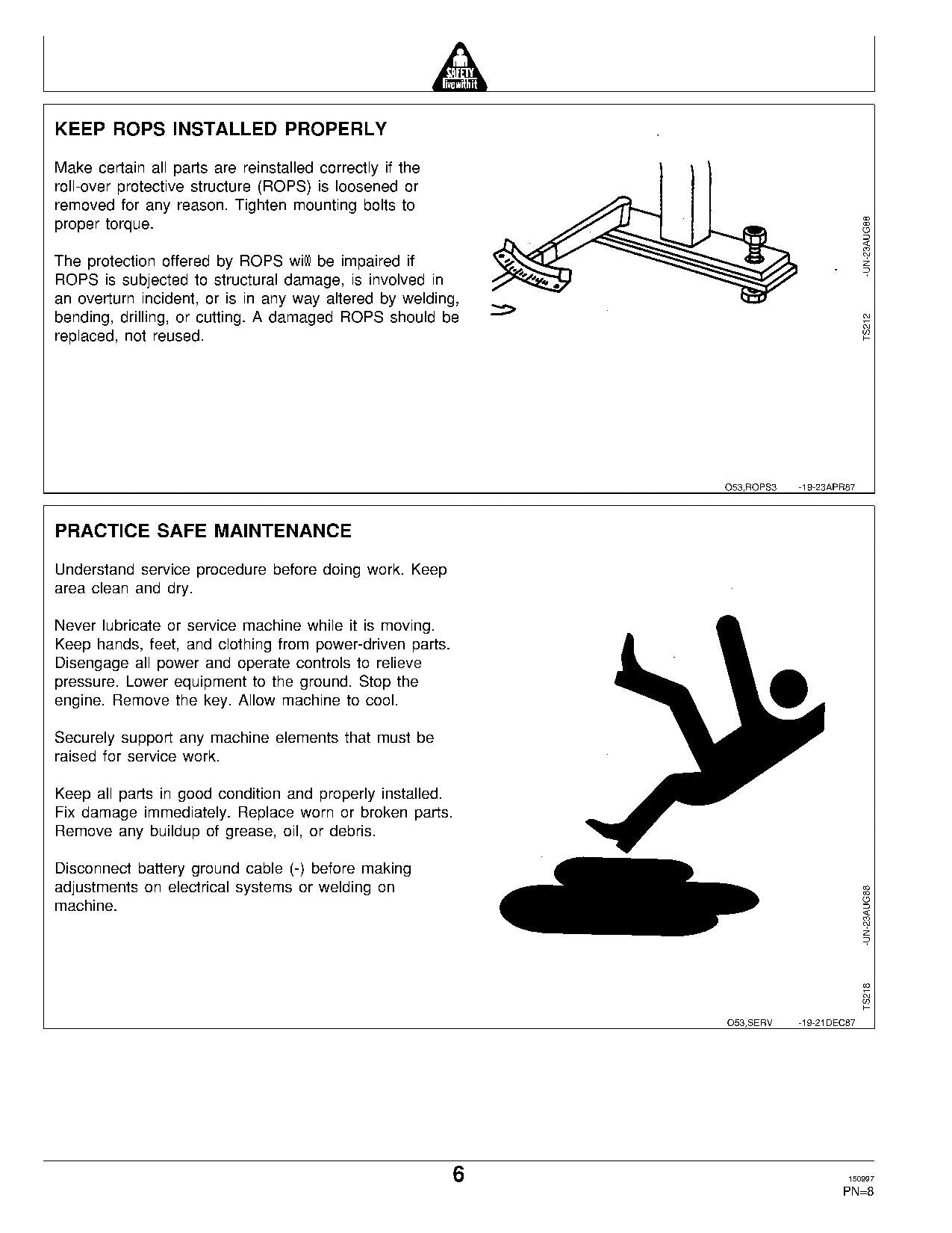 JOHN DEERE 1070 870 970 TRAKTOR-BETRIEBSHANDBUCH Serie 1001 - 100000