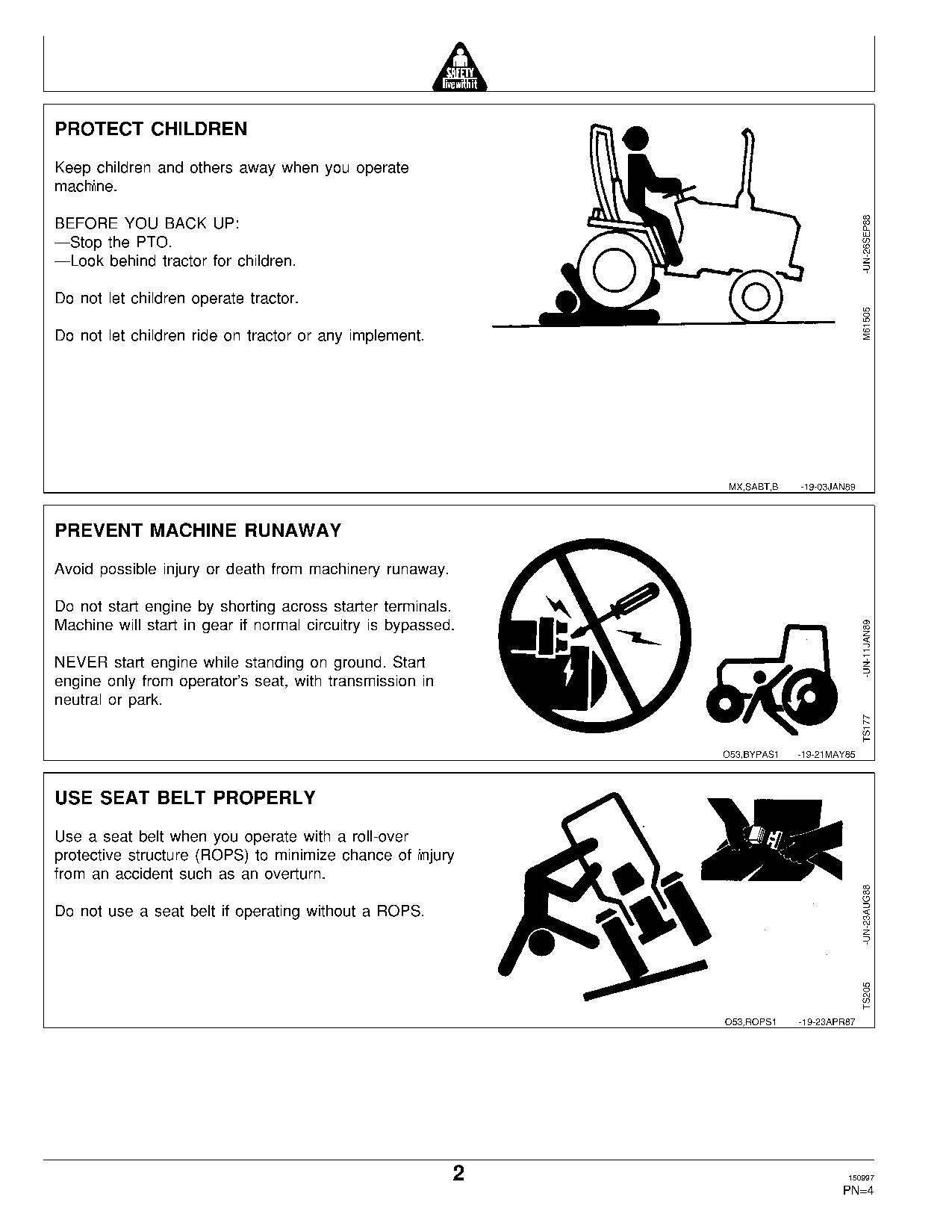 MANUEL D'UTILISATION DU TRACTEUR JOHN DEERE 1070 870 970 série 1001 - 100000