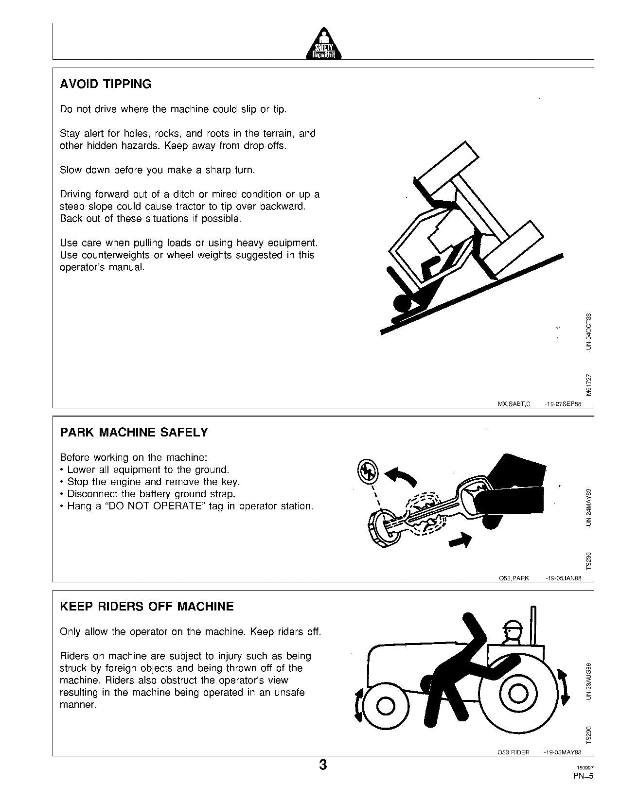 JOHN DEERE 1070 870 970 TRAKTOR-BETRIEBSHANDBUCH Serie 1001 - 100000