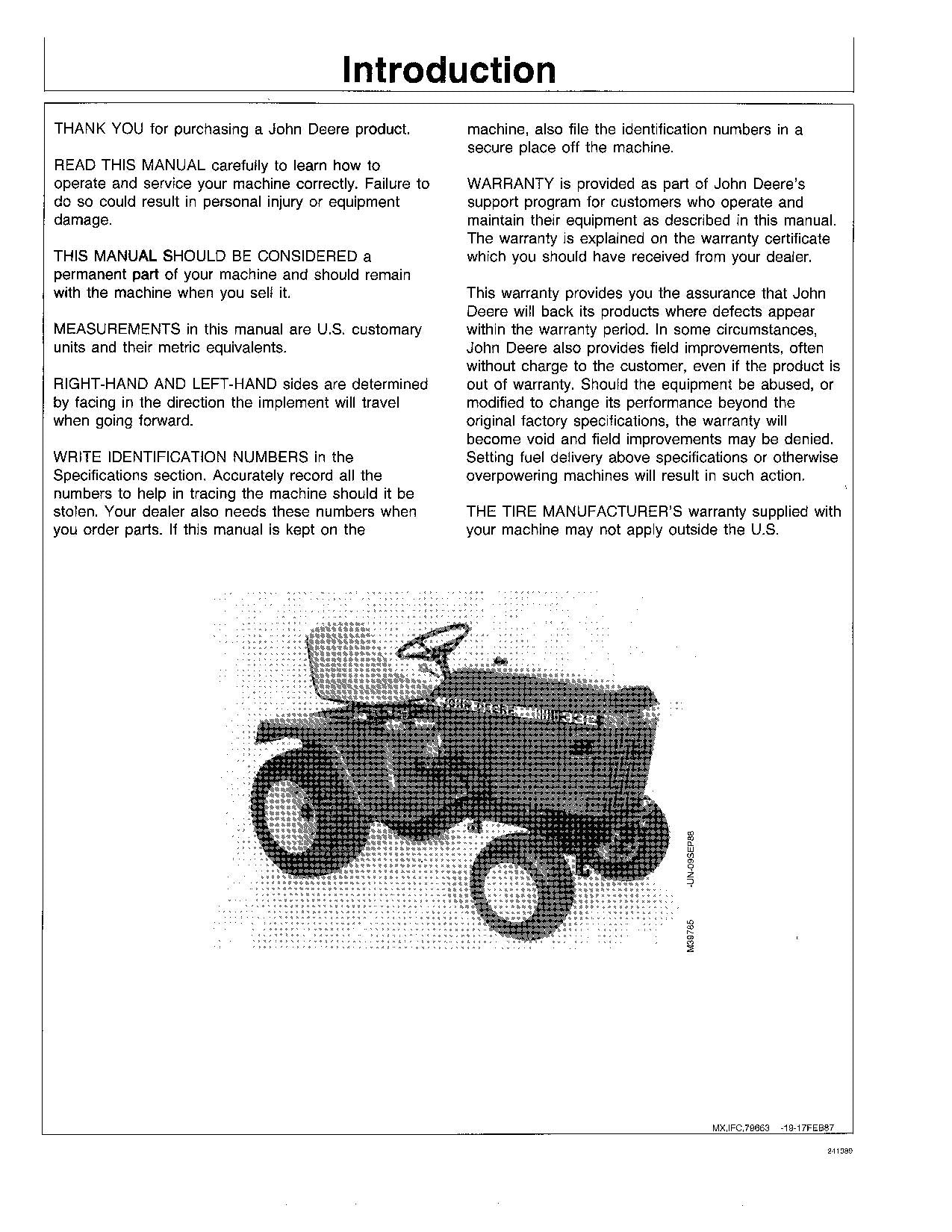 JOHN DEERE 332 TRACTOR OPERATORS MANUAL SER 010001-