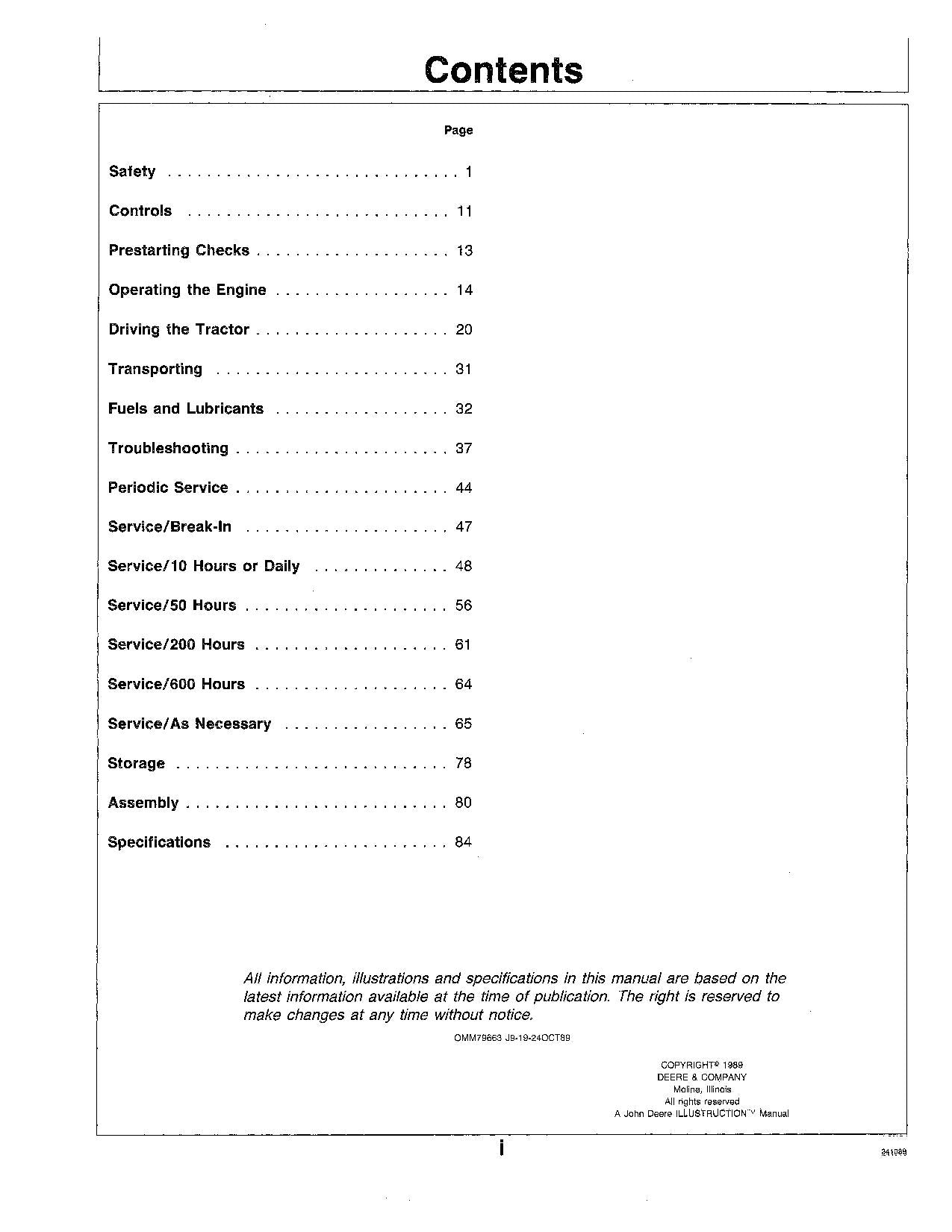 JOHN DEERE 332 TRACTOR OPERATORS MANUAL SER 010001-