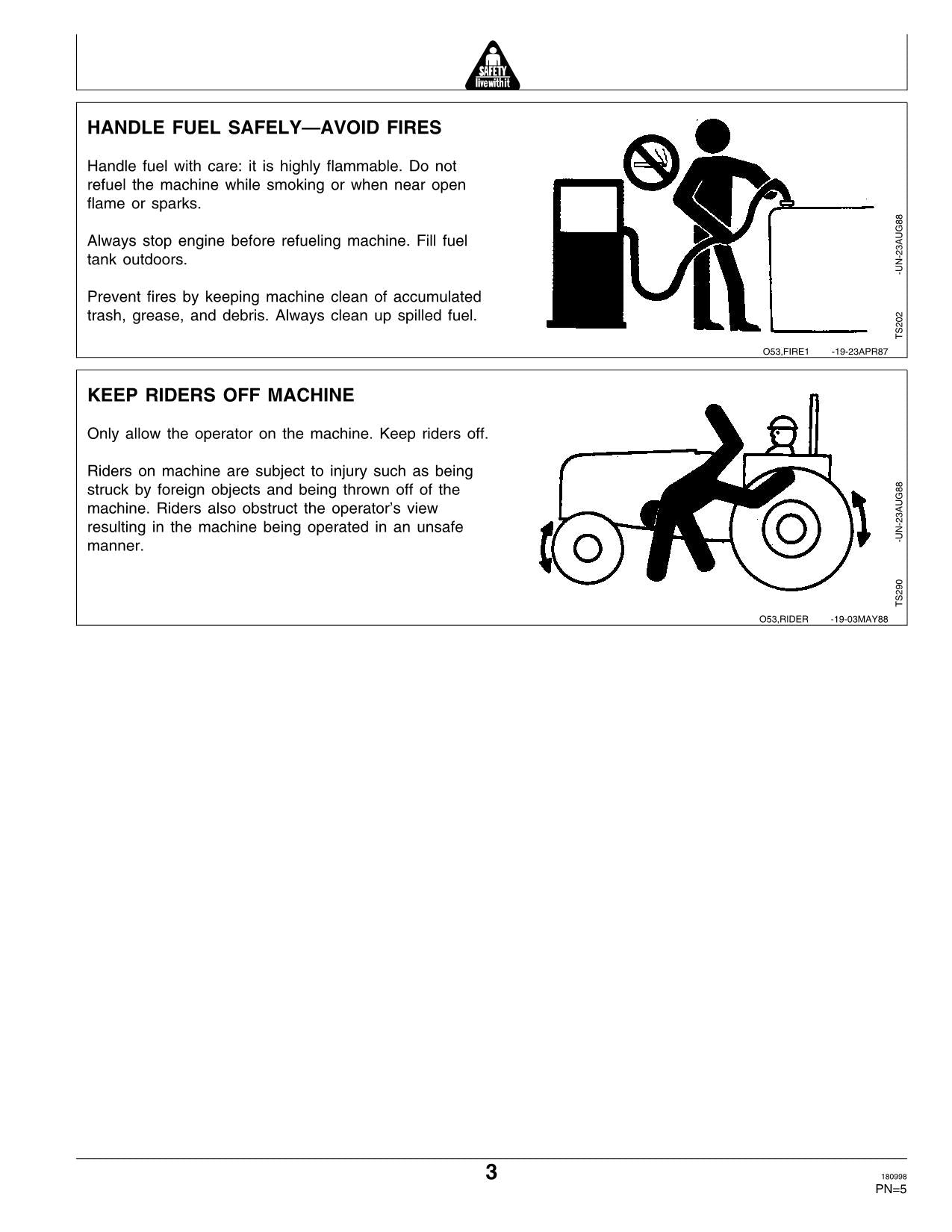 MANUEL D'UTILISATION DU TRACTEUR JOHN DEERE 430 010001-