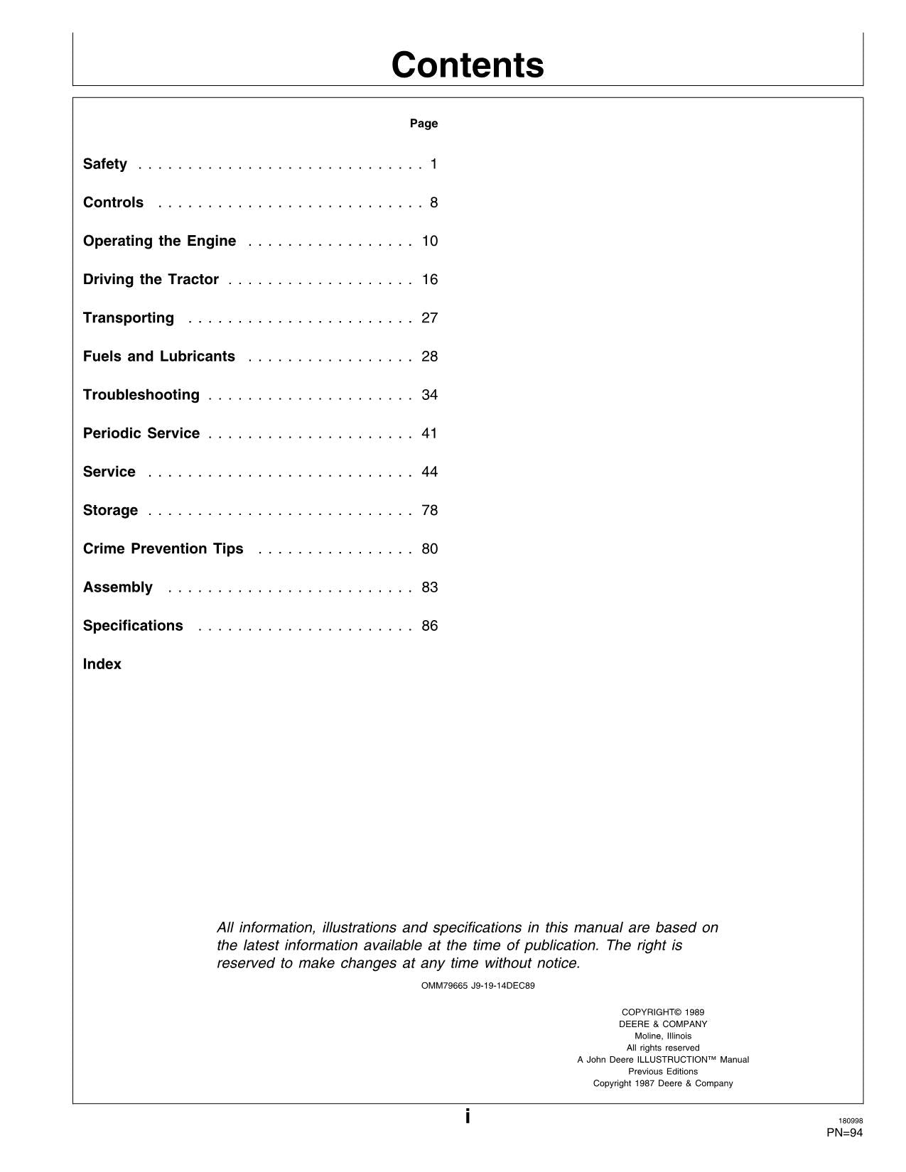 JOHN DEERE 430 TRACTOR OPERATORS MANUAL 010001-