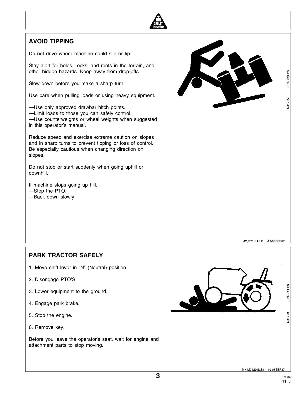 JOHN DEERE STX30 STX38 TRACTOR OPERATORS MANUAL