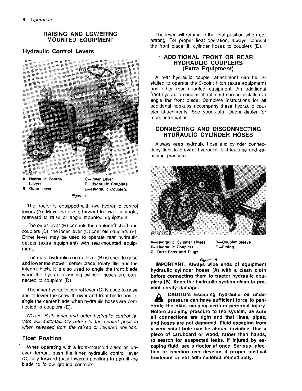 MANUEL D'UTILISATION DU TRACTEUR JOHN DEERE 300 SER 70001-