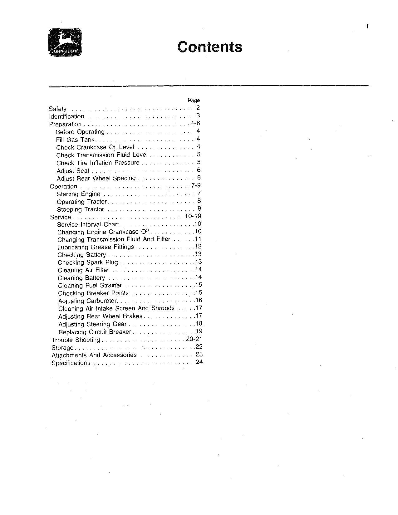 JOHN DEERE 312 TRACTOR OPERATORS MANUAL