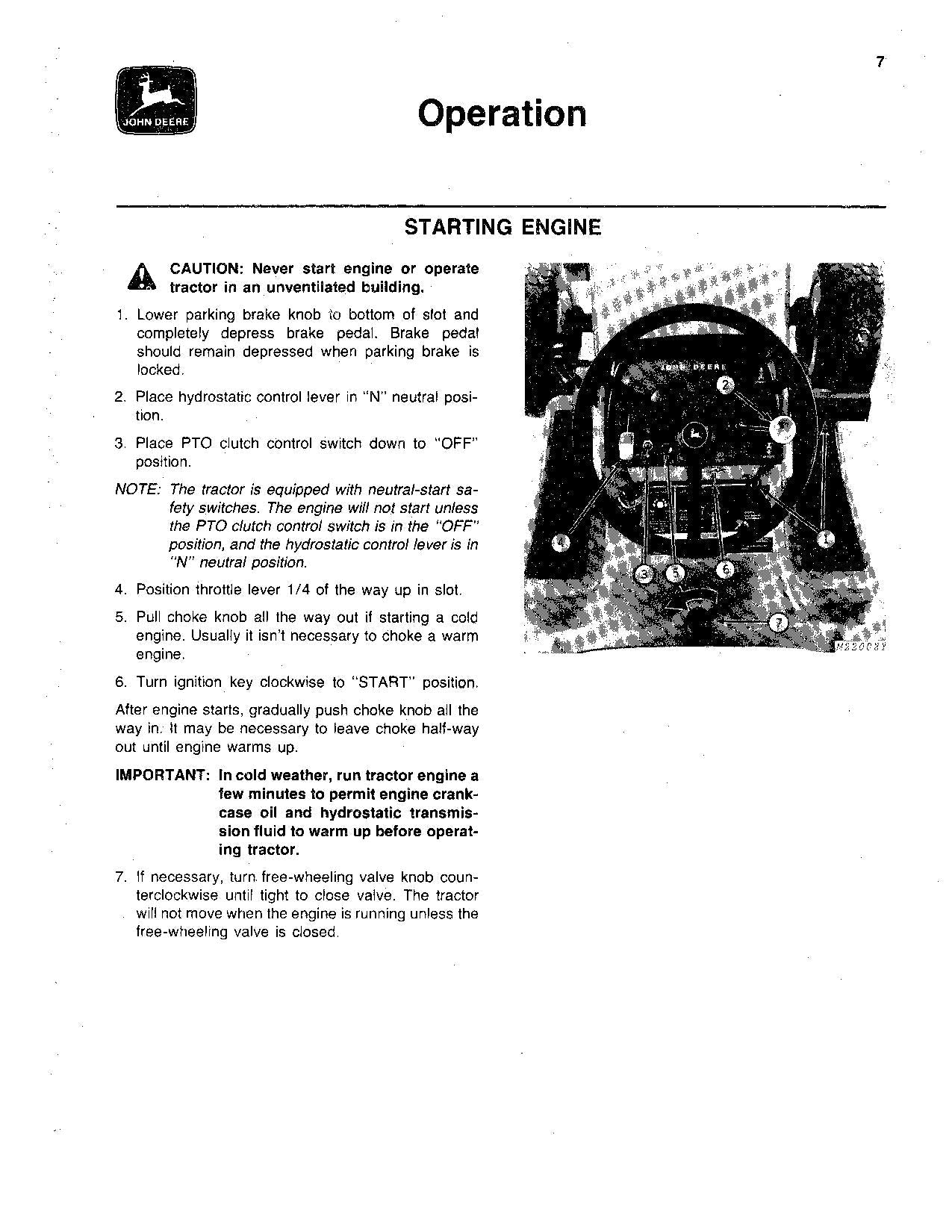 JOHN DEERE 312 TRACTOR OPERATORS MANUAL