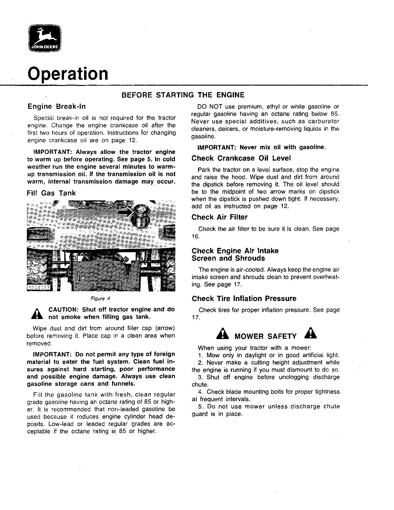 JOHN DEERE 316 TRAKTOR-BETRIEBSHANDBUCH