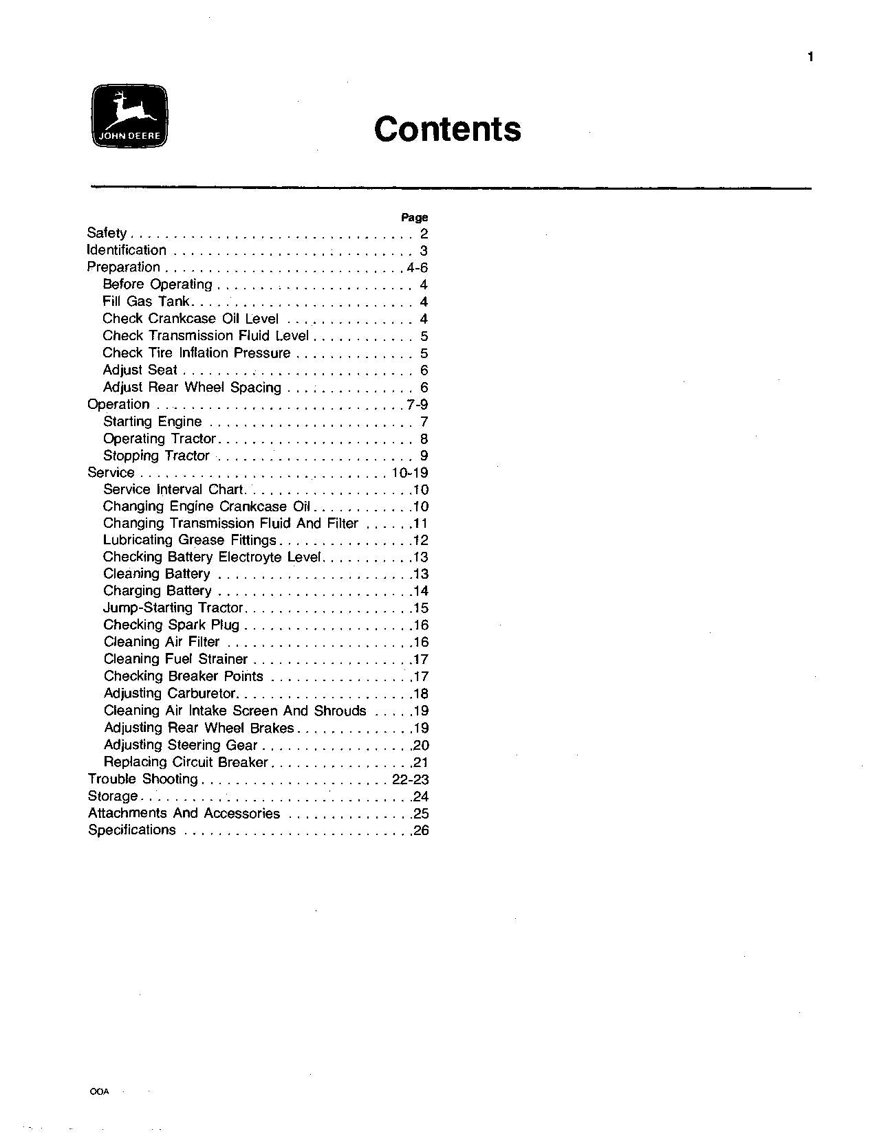 JOHN DEERE 314 TRACTOR OPERATORS MANUAL -120000