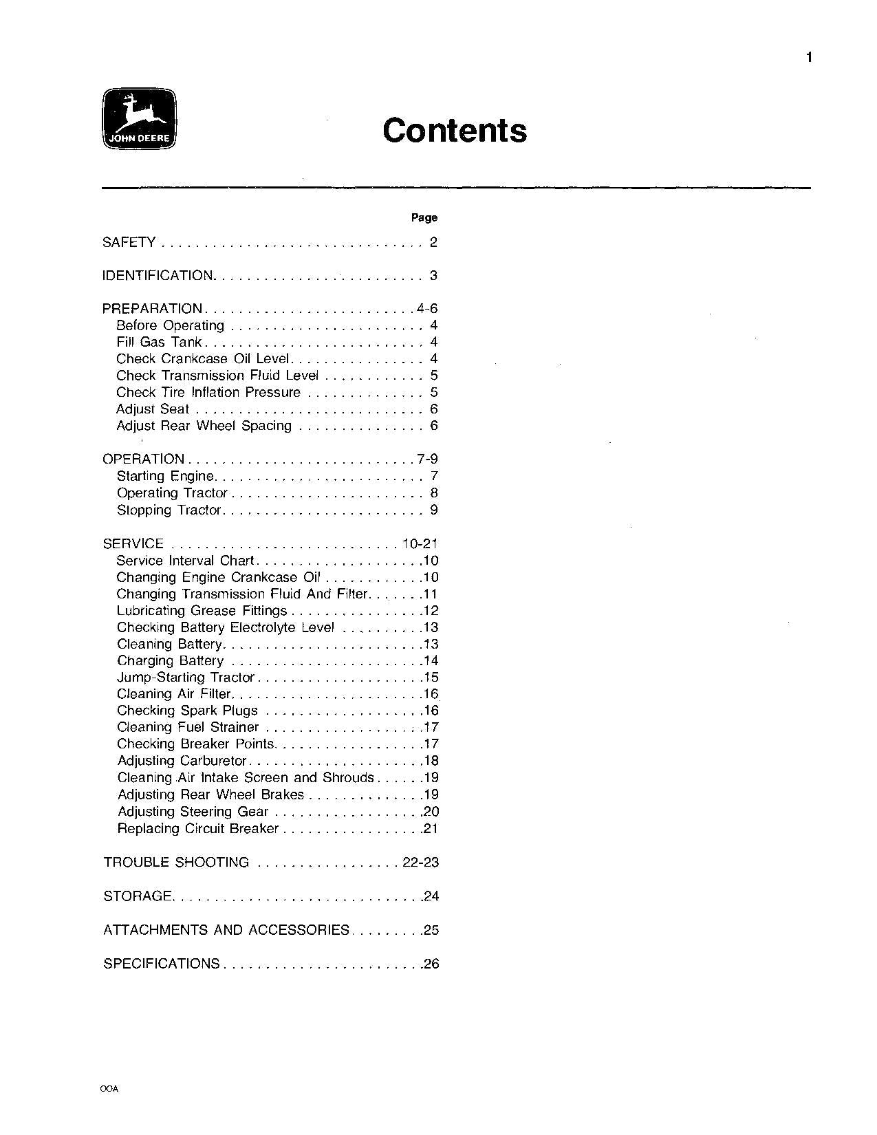 JOHN DEERE 317 TRACTOR OPERATORS MANUAL 095001-156000