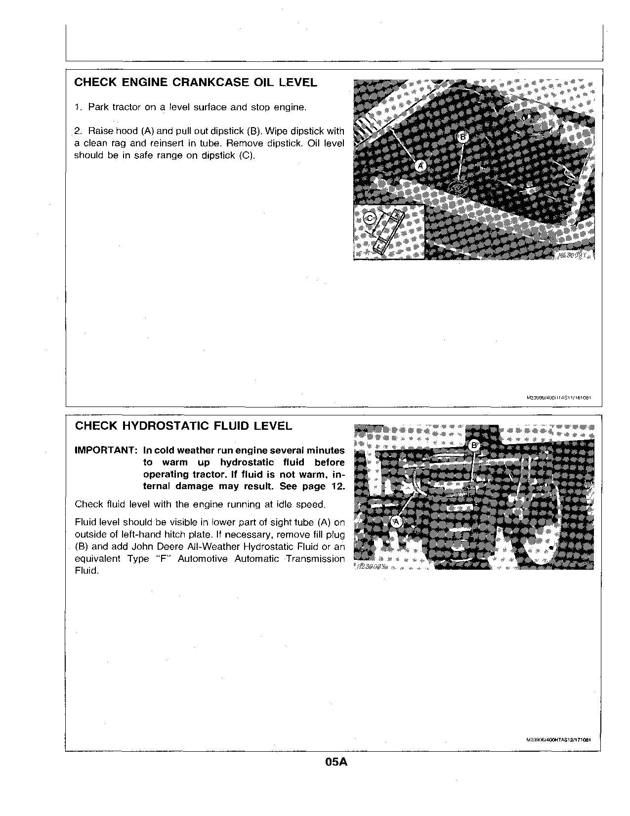 MANUEL D'UTILISATION DU TRACTEUR JOHN DEERE 400 SER 095001-