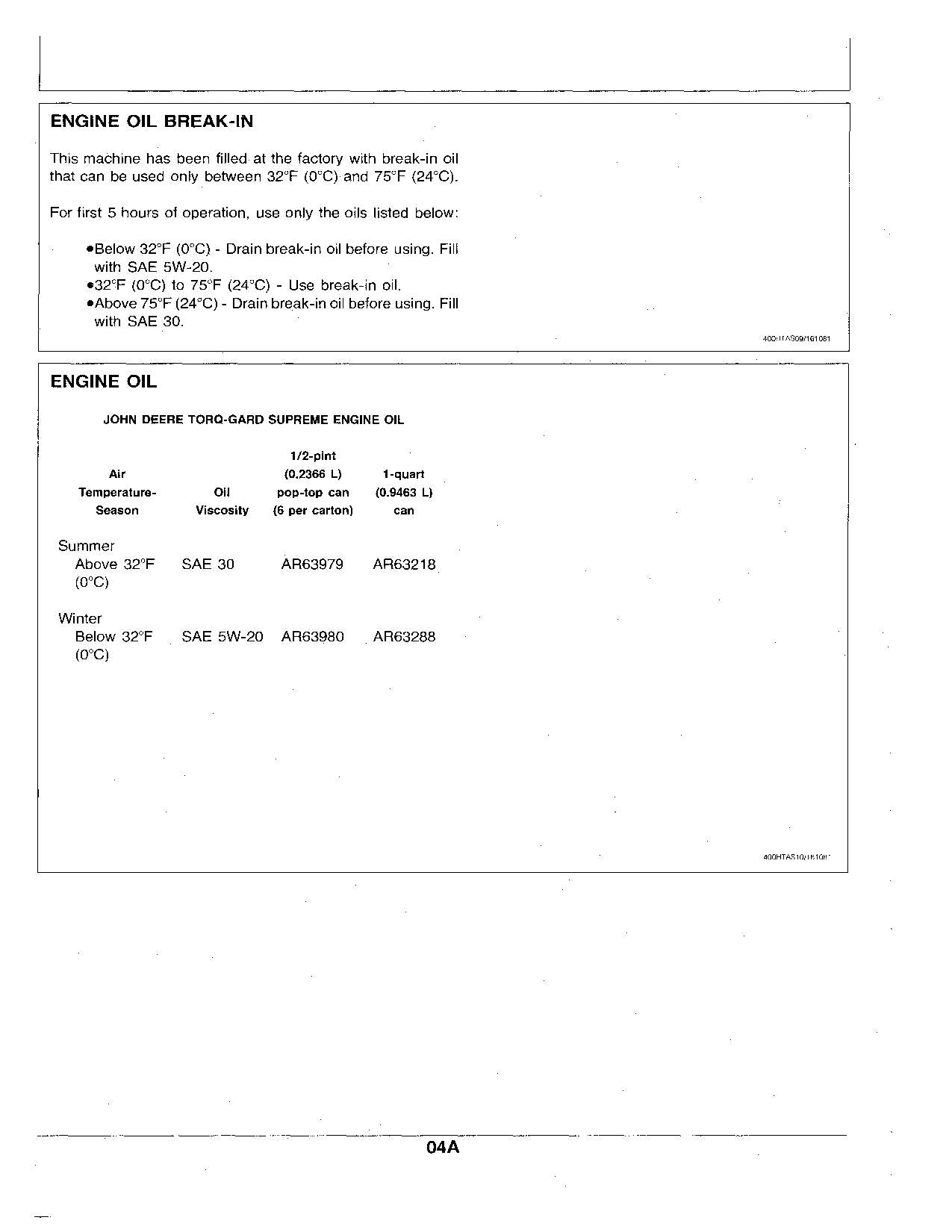 JOHN DEERE 400 TRACTOR OPERATORS MANUAL SER 095001-