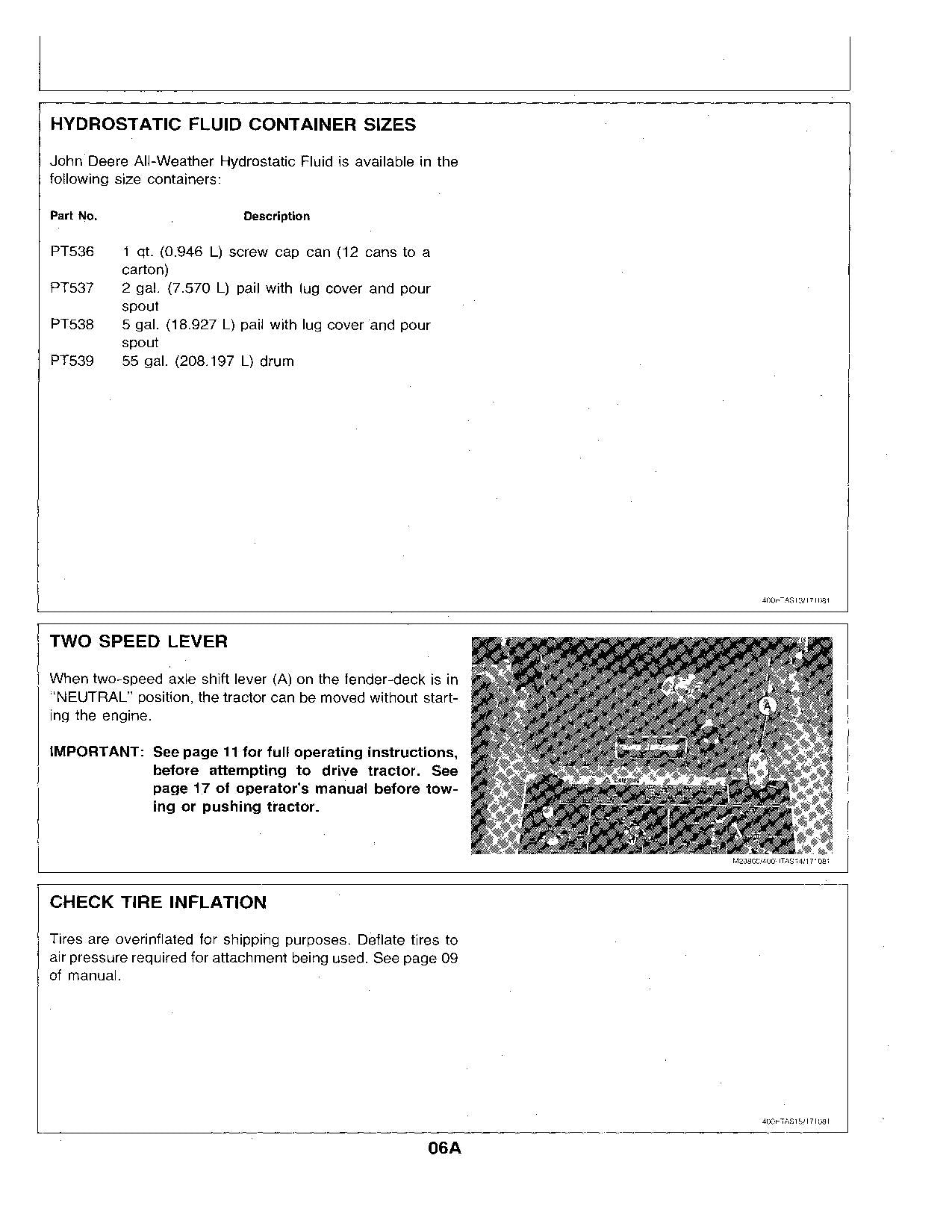 MANUEL D'UTILISATION DU TRACTEUR JOHN DEERE 400 SER 095001-