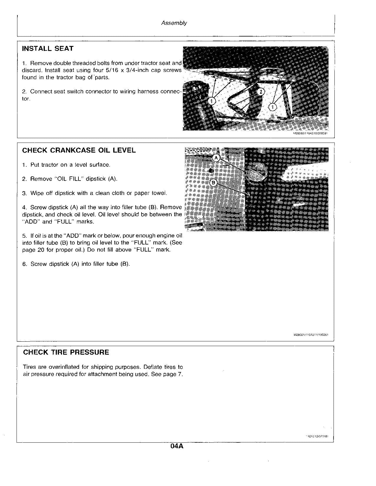 MANUEL D'UTILISATION DU TRACTEUR JOHN DEERE 116 série 190001-222000