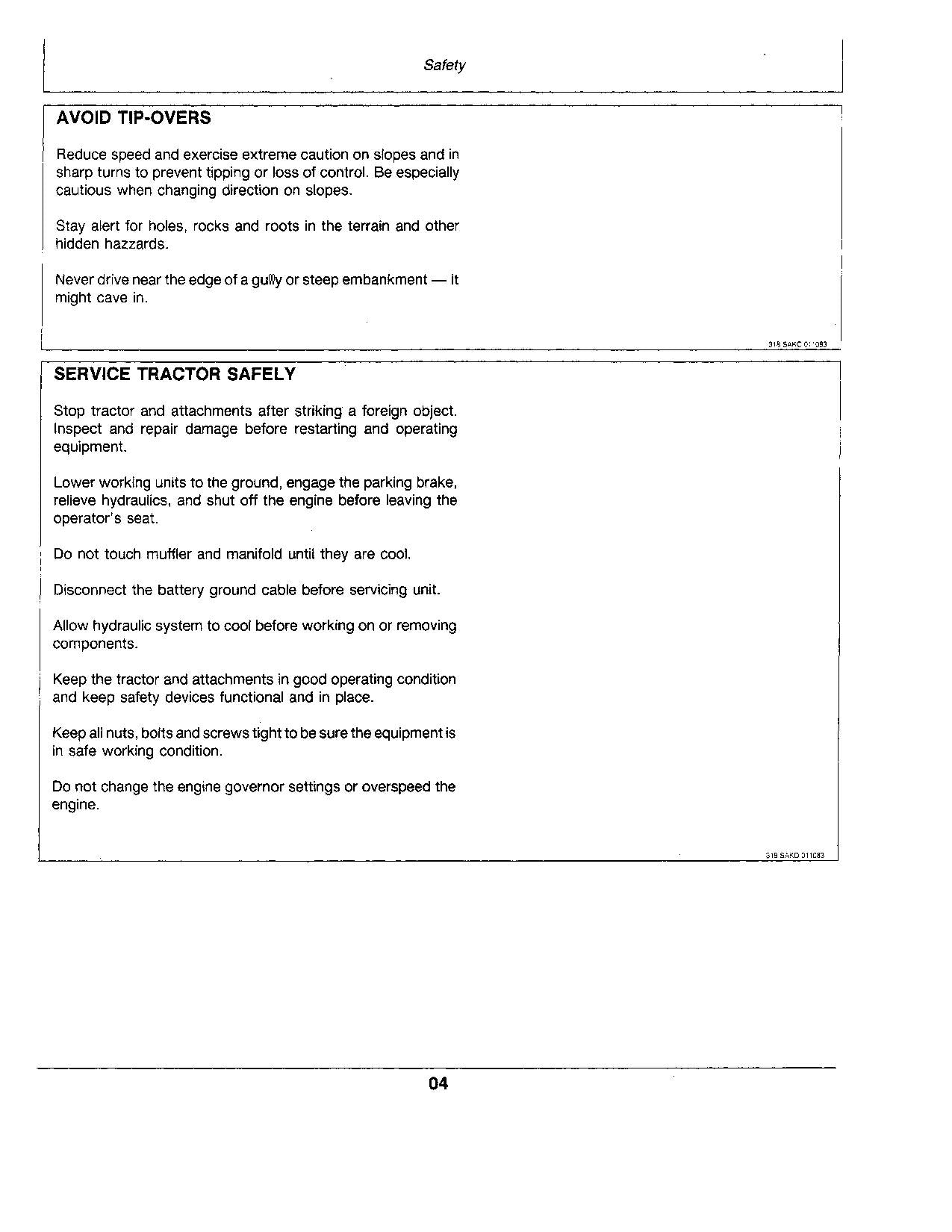 JOHN DEERE 318 TRACTOR OPERATORS MANUAL