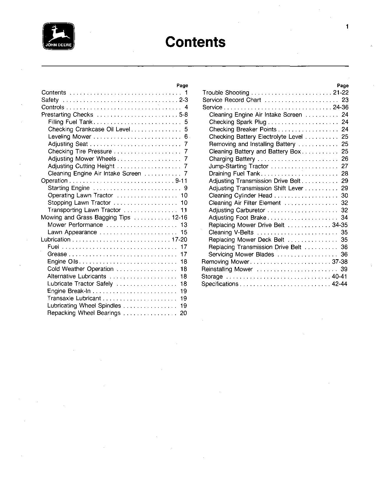 JOHN DEERE 108 111 TRACTOR OPERATORS MANUAL SER 190001-285000