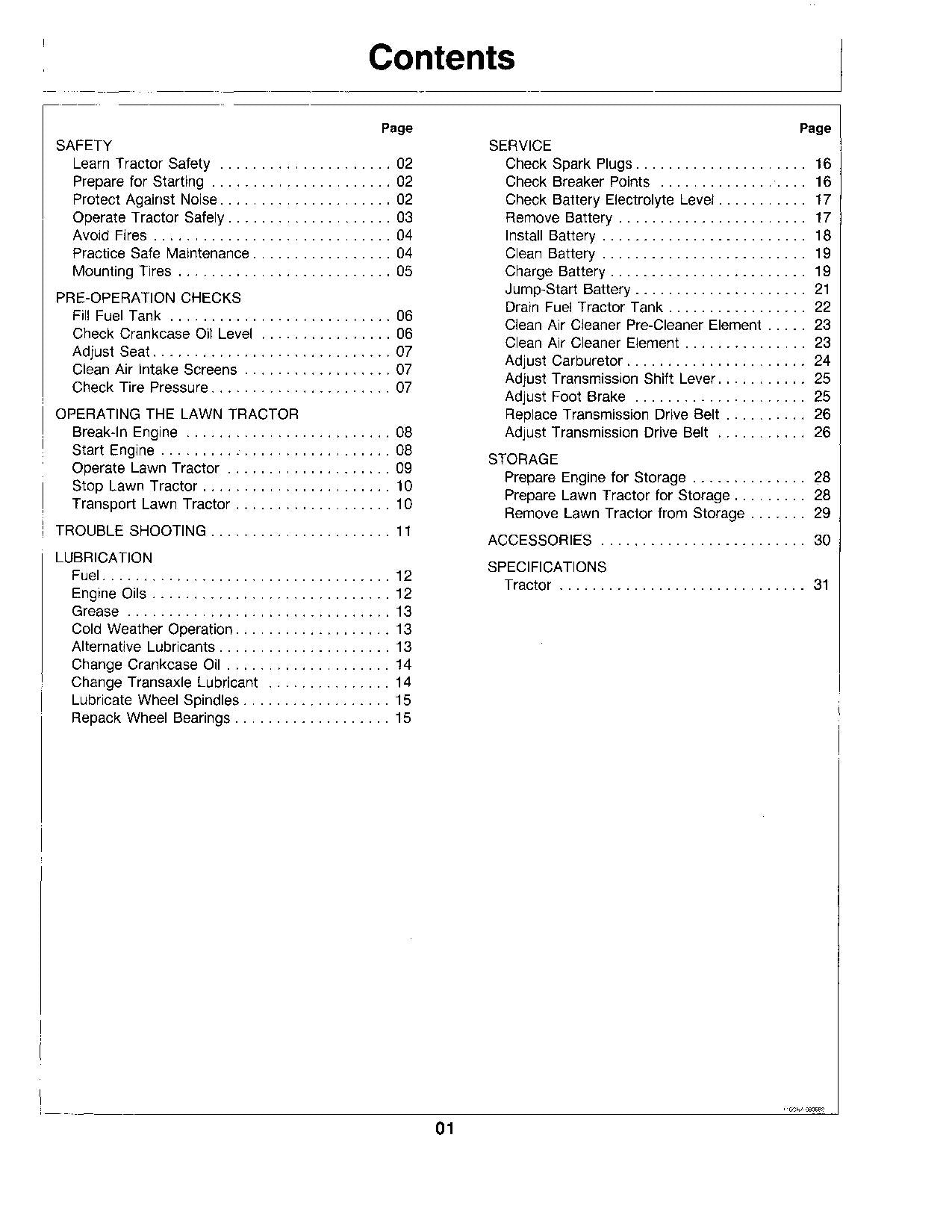 JOHN DEERE 116 TRACTOR OPERATORS MANUAL SER 222001 - 285000