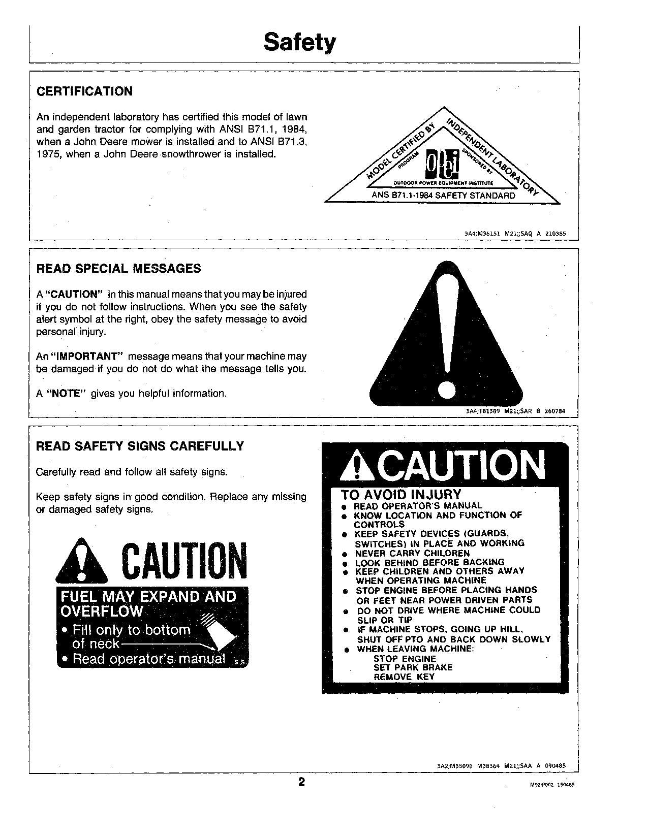 JOHN DEERE 210 212 214 216 TRACTOR OPERATORS MANUAL 360001-420000 360001-