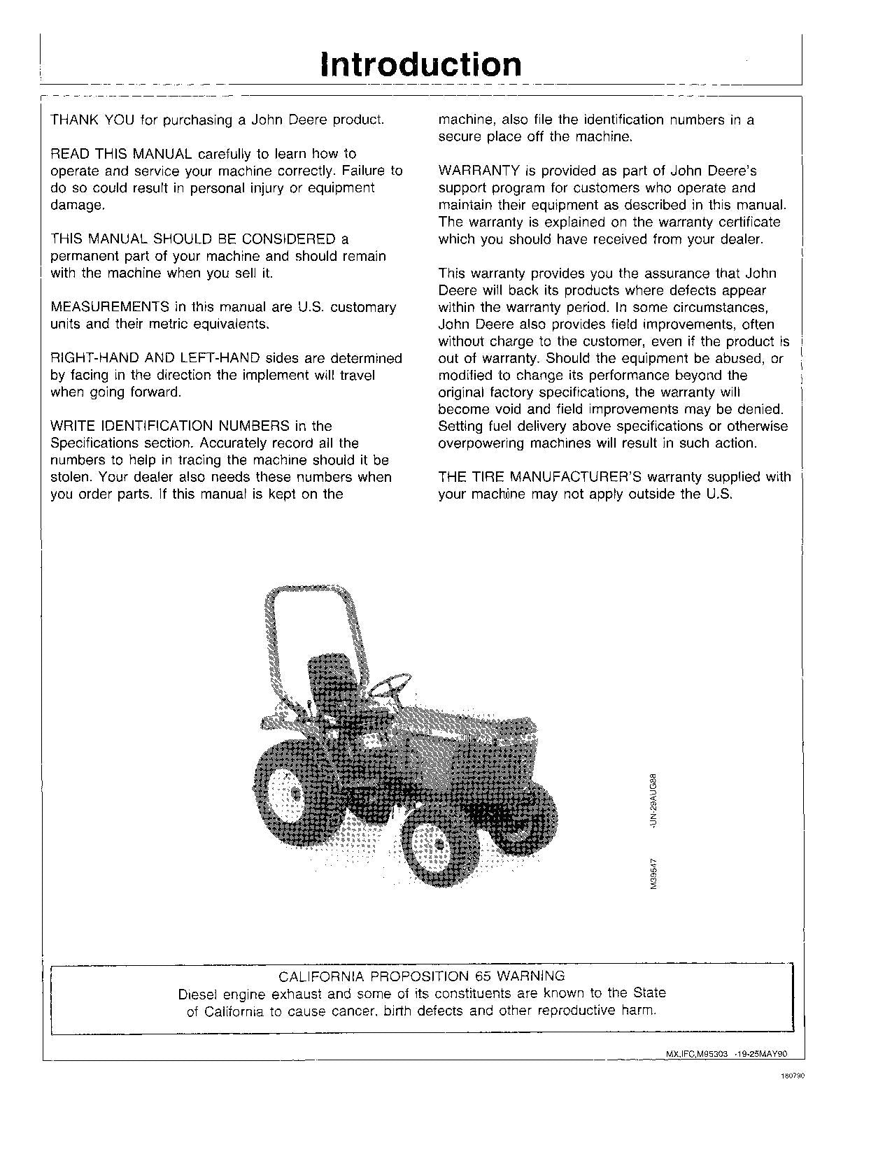 MANUEL D'UTILISATION DU TRACTEUR JOHN DEERE 755 855 955