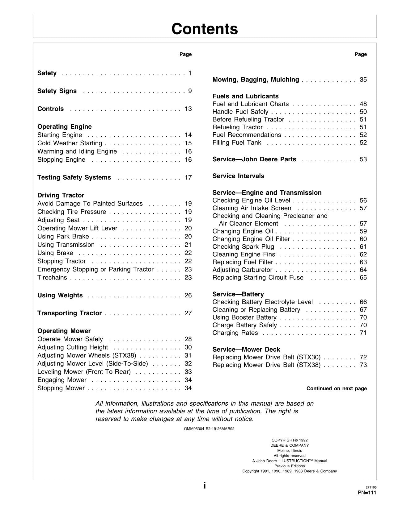 JOHN DEERE STX30 STX38 TRAKTOR-BETRIEBSHANDBUCH