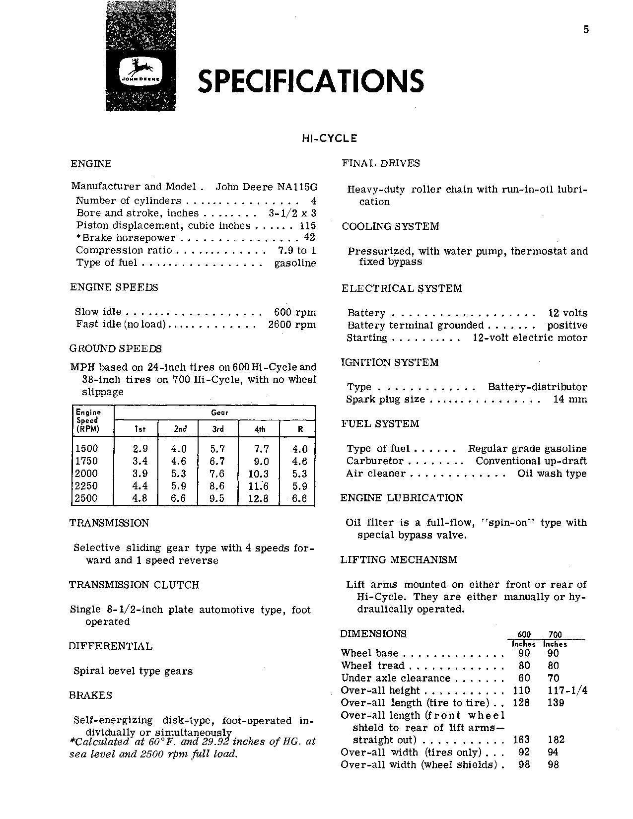 JOHN DEERE 600 700 TRAKTOR-BETRIEBSHANDBUCH