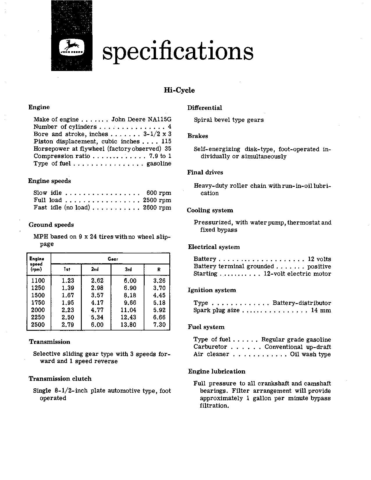 JOHN DEERE 600 TRACTOR OPERATORS MANUAL 000100-000300