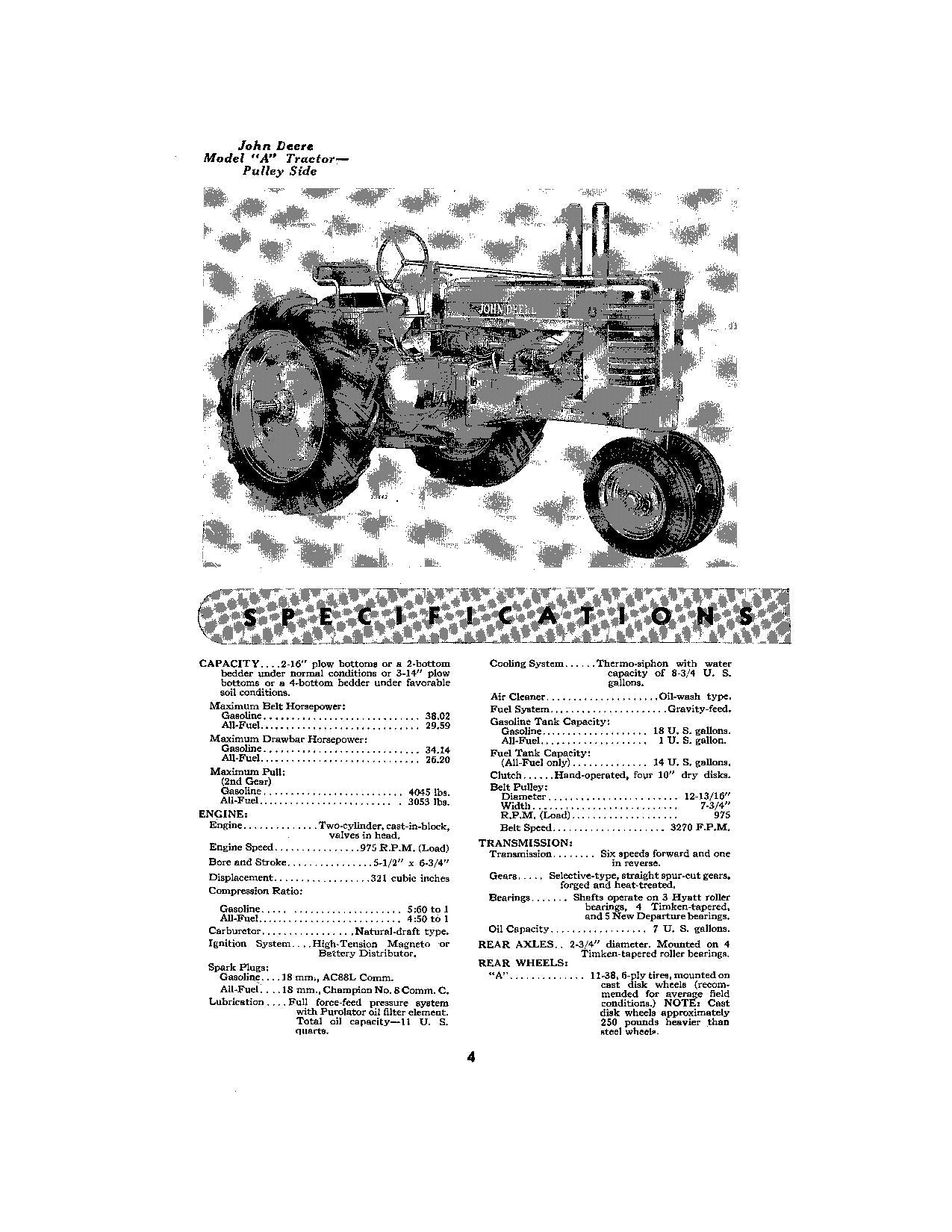 MANUEL D'UTILISATION DU TRACTEUR JOHN DEERE A 648000-