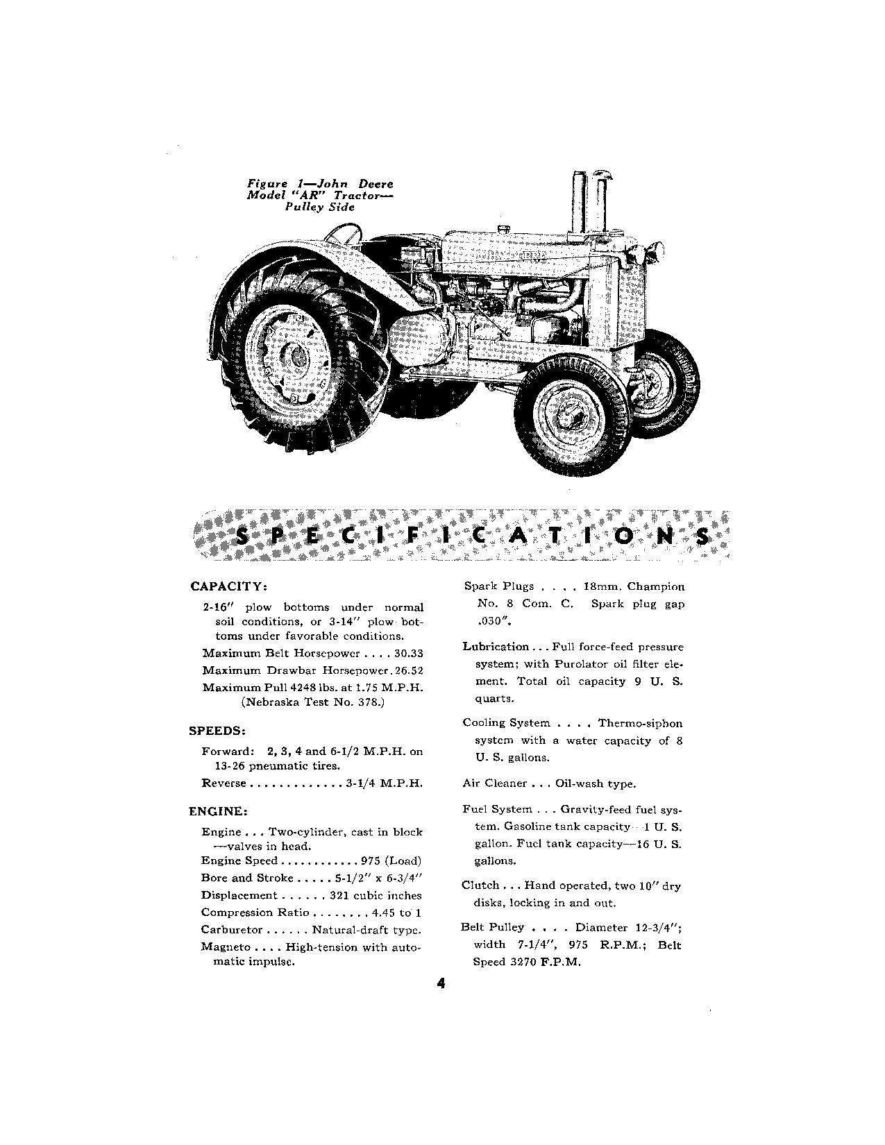 MANUEL D'UTILISATION DU TRACTEUR JOHN DEERE AO AR 250000-271999