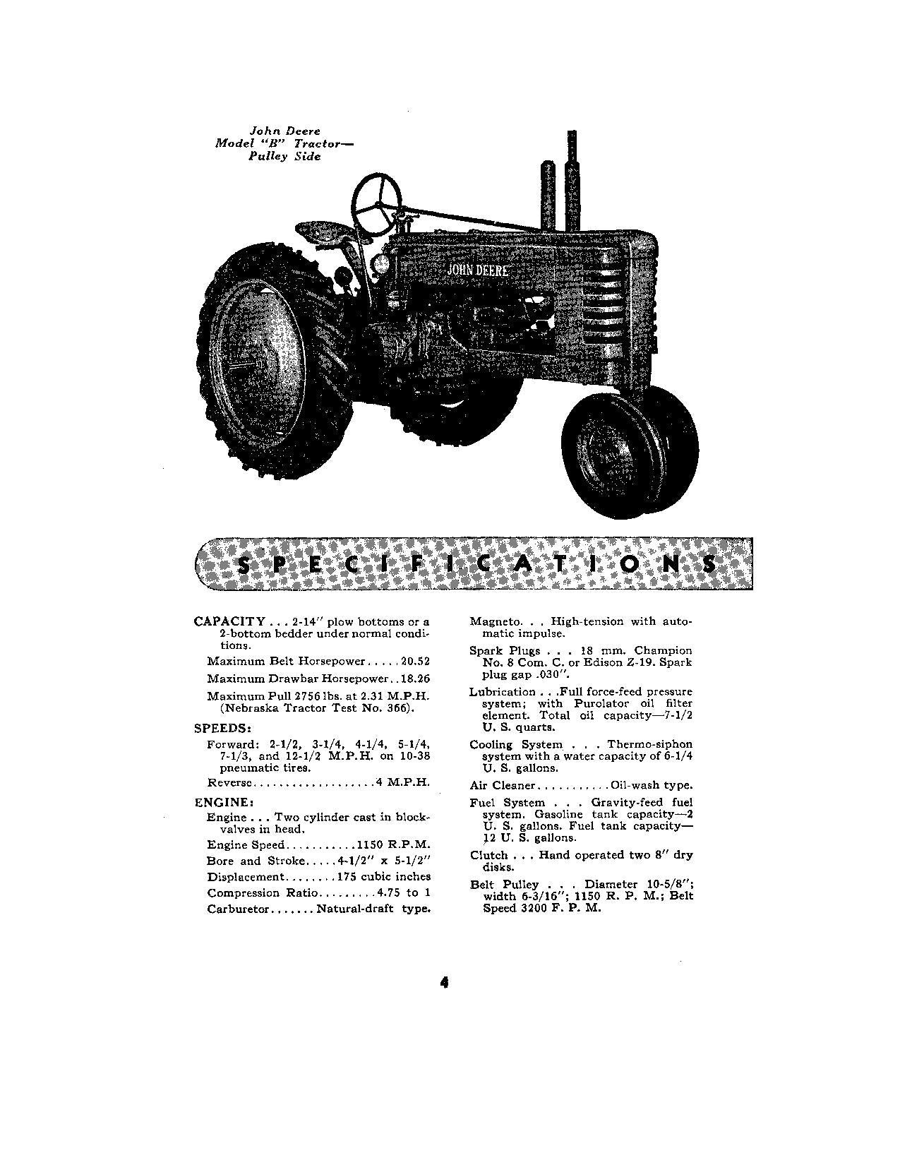 MANUEL D'UTILISATION DU TRACTEUR JOHN DEERE B 60000 5 CHIFFRES - 201000