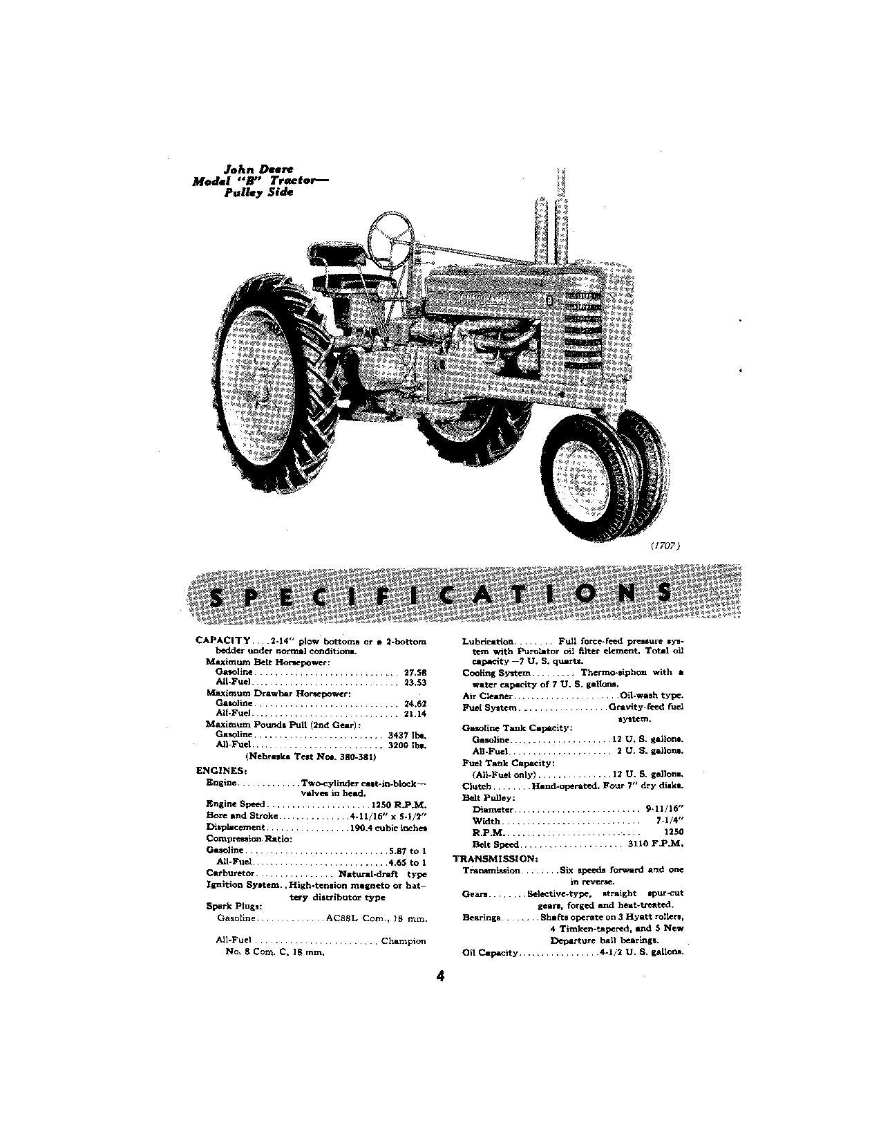 JOHN DEERE B TRAKTOR BEDIENUNGSANLEITUNG B201001-