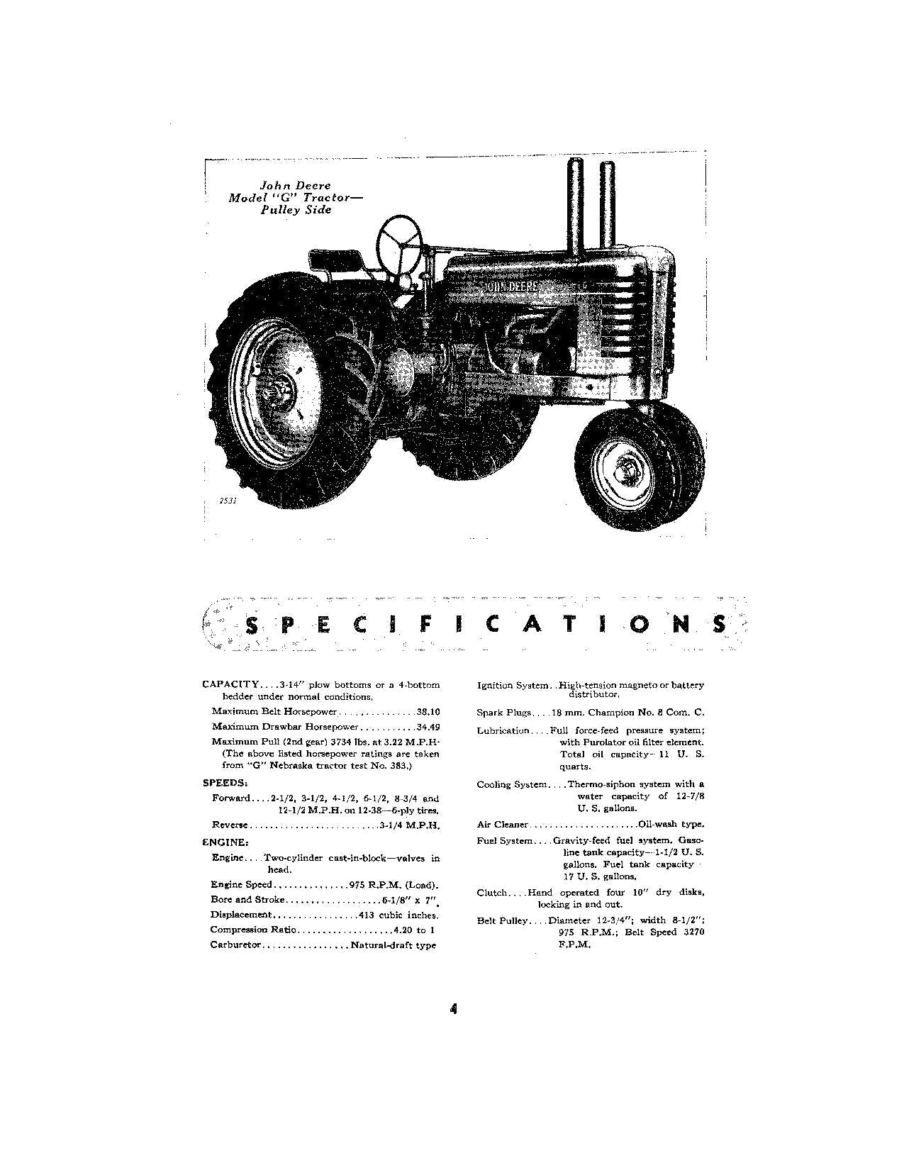 JOHN DEERE G TRACTOR OPERATORS MANUAL