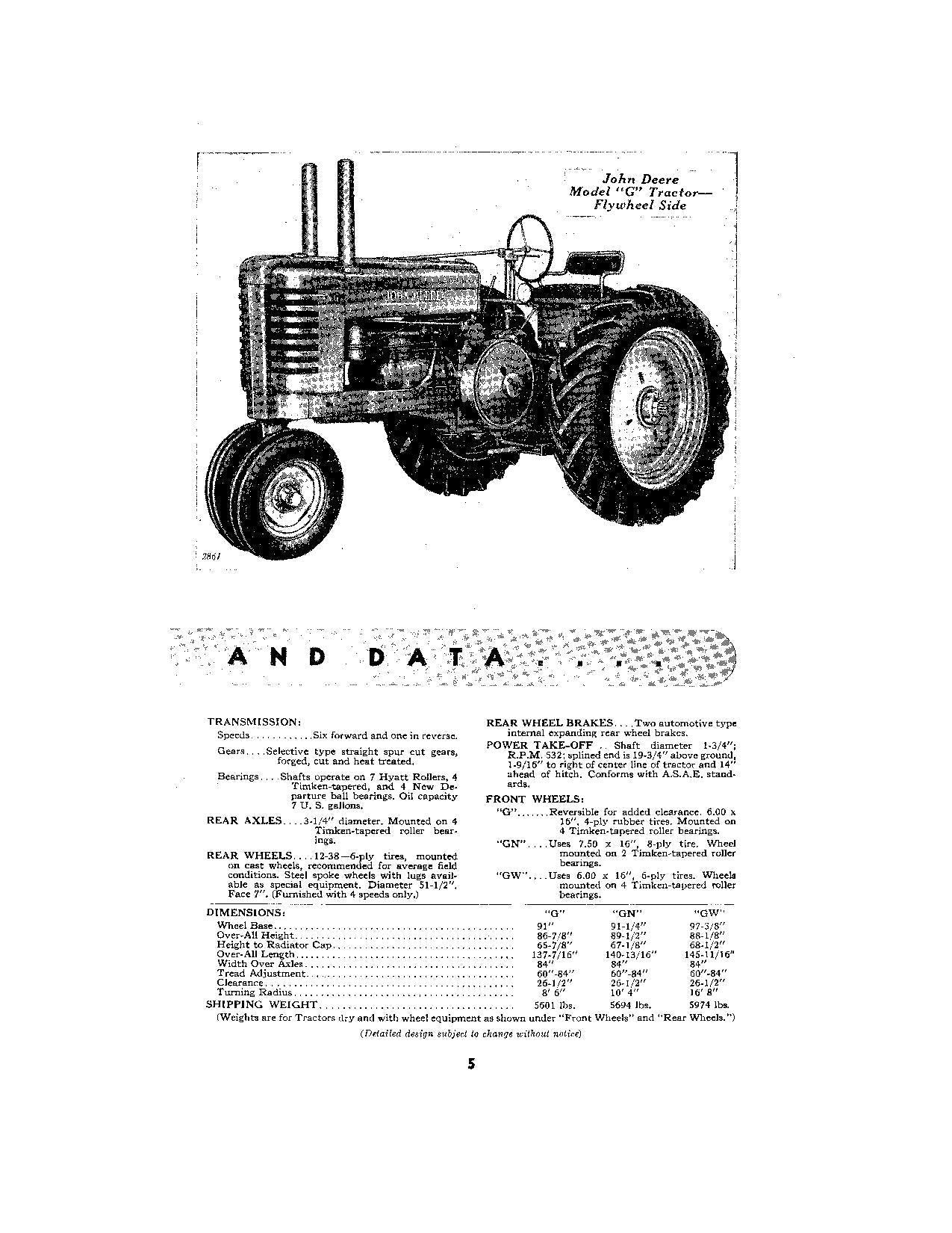 JOHN DEERE G TRAKTOR BEDIENUNGSANLEITUNG