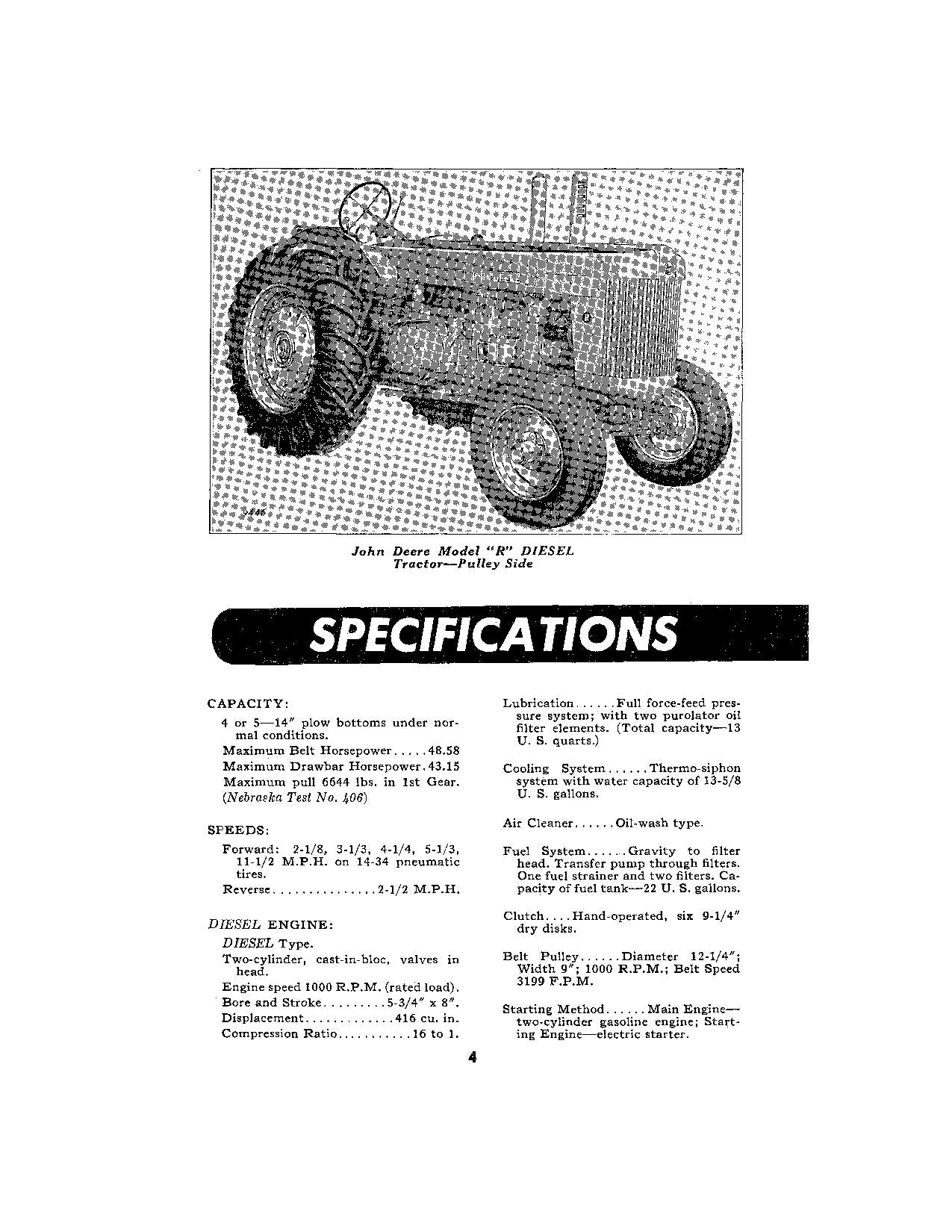 JOHN DEERE R TRACTOR OPERATORS MANUAL