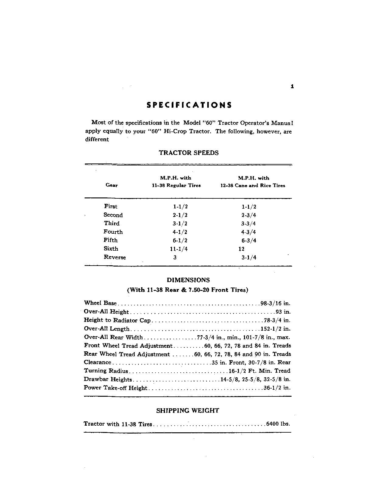 JOHN DEERE 60 TRACTOR OPERATORS MANUAL OMR2018