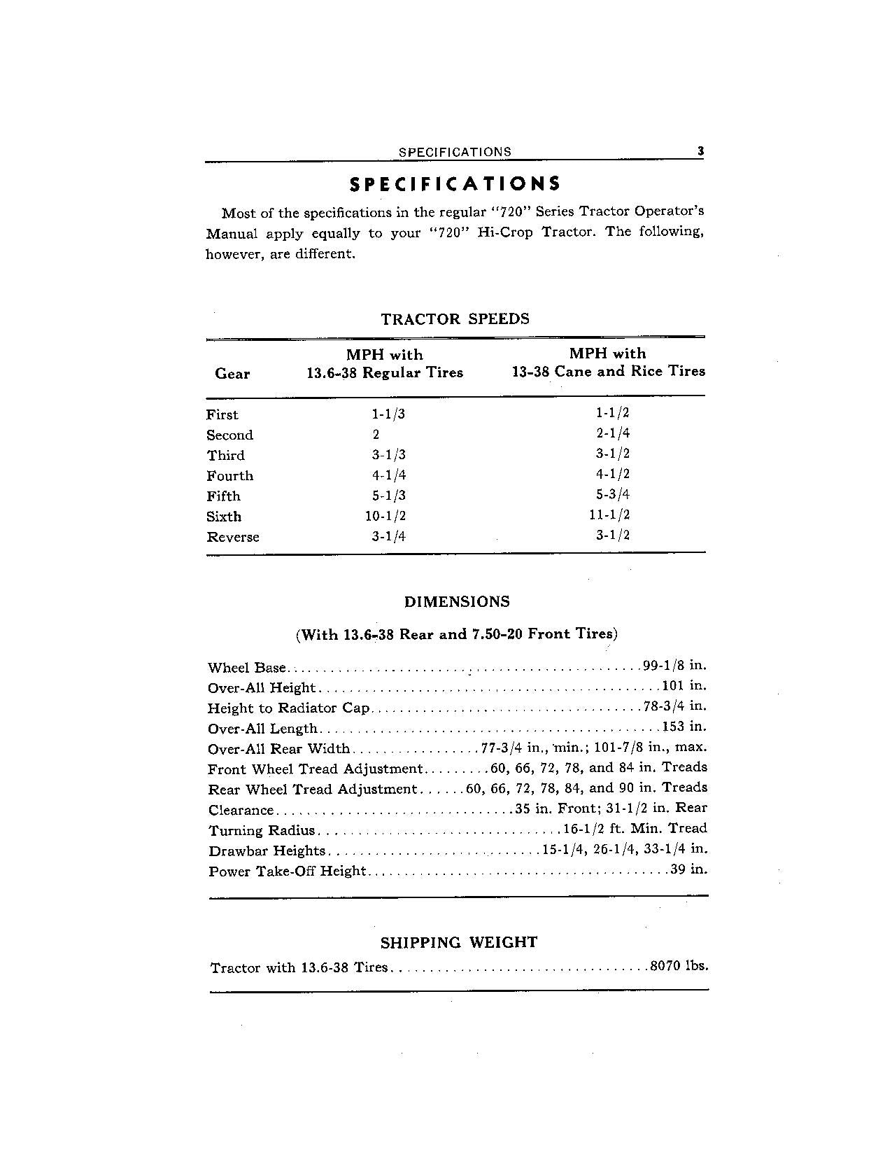 JOHN DEERE 720 TRACTOR OPERATORS MANUAL 0-7200000