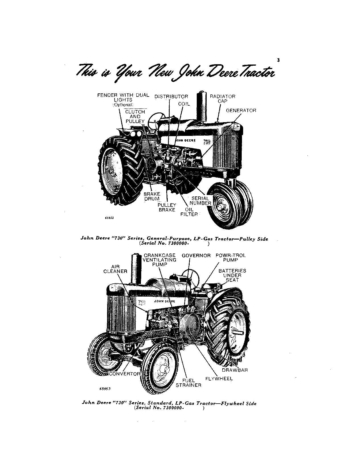 JOHN DEERE 730 TRACTOR OPERATORS MANUAL S.N.7300000-