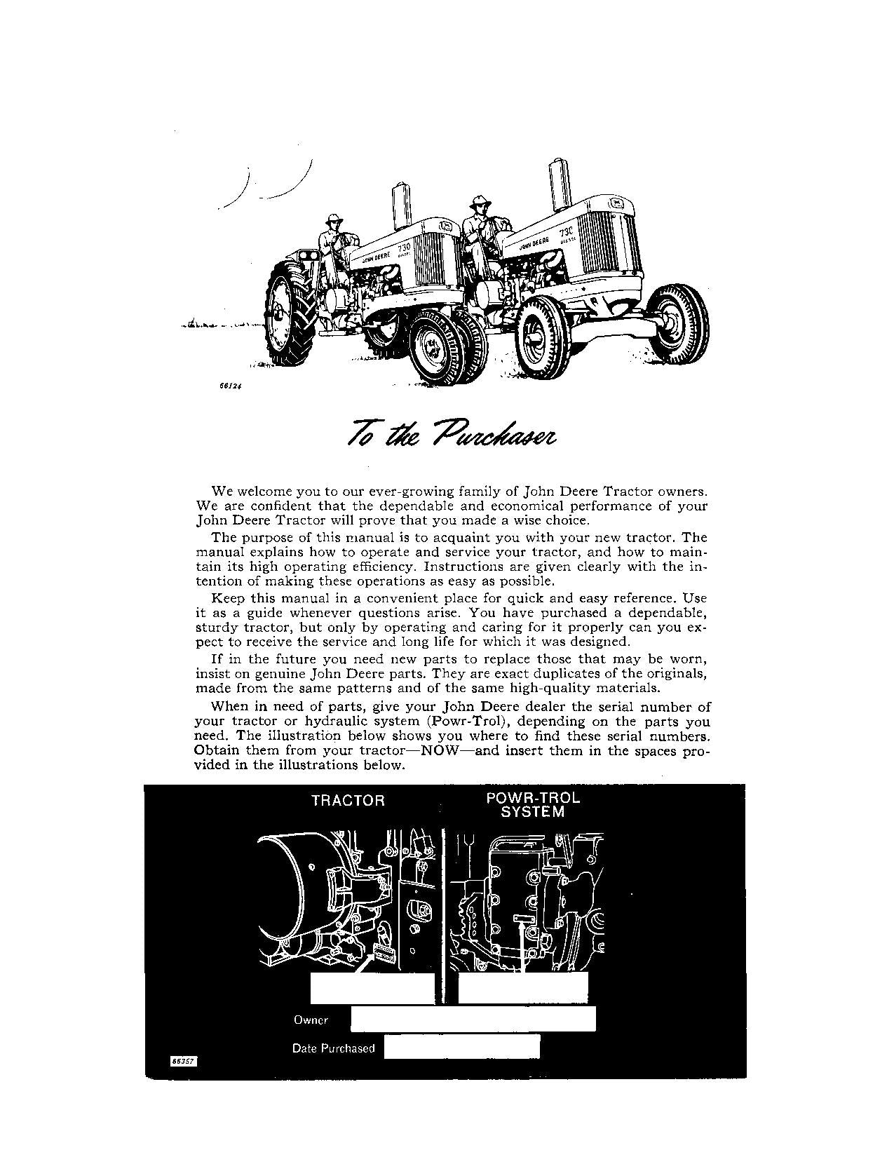 JOHN DEERE 730 TRACTOR OPERATORS MANUAL NORTH AMERIC