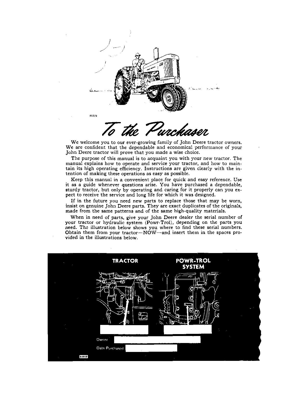 JOHN DEERE 530 TRAKTOR BENZIN-BETRIEBSHANDBUCH