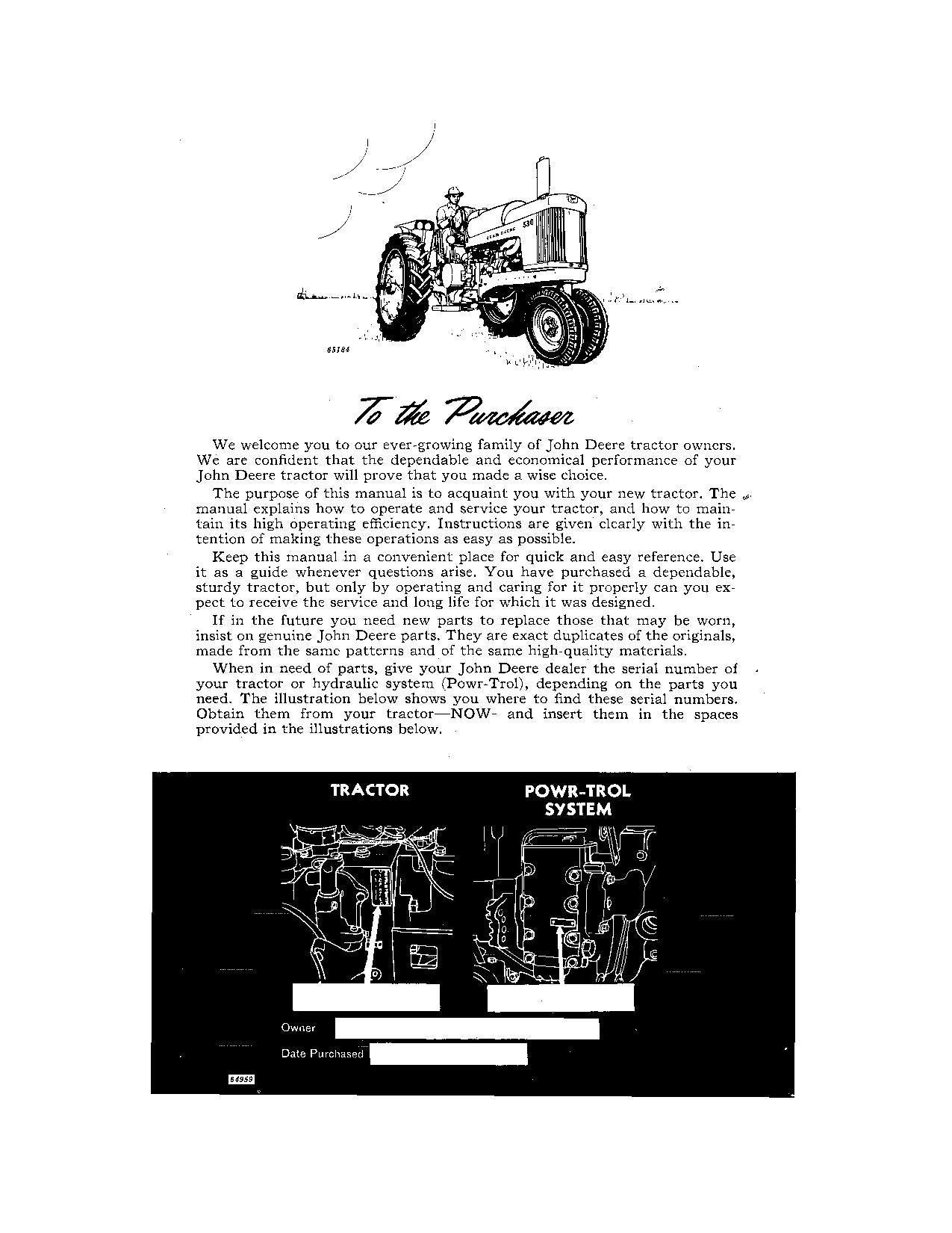 JOHN DEERE 530 TRACTOR LP-GAS OPERATORS MANUAL